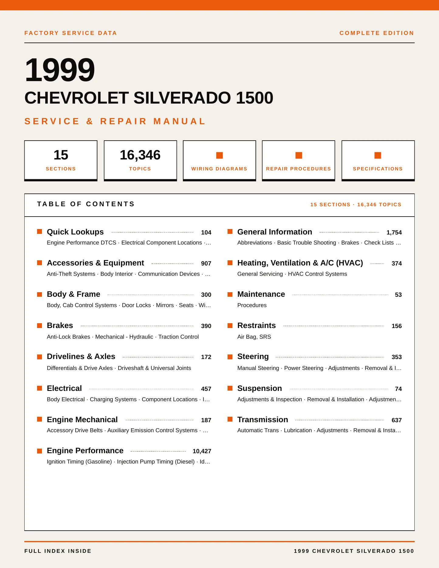 1999 Chevrolet Silverado 1500 service manual page 1