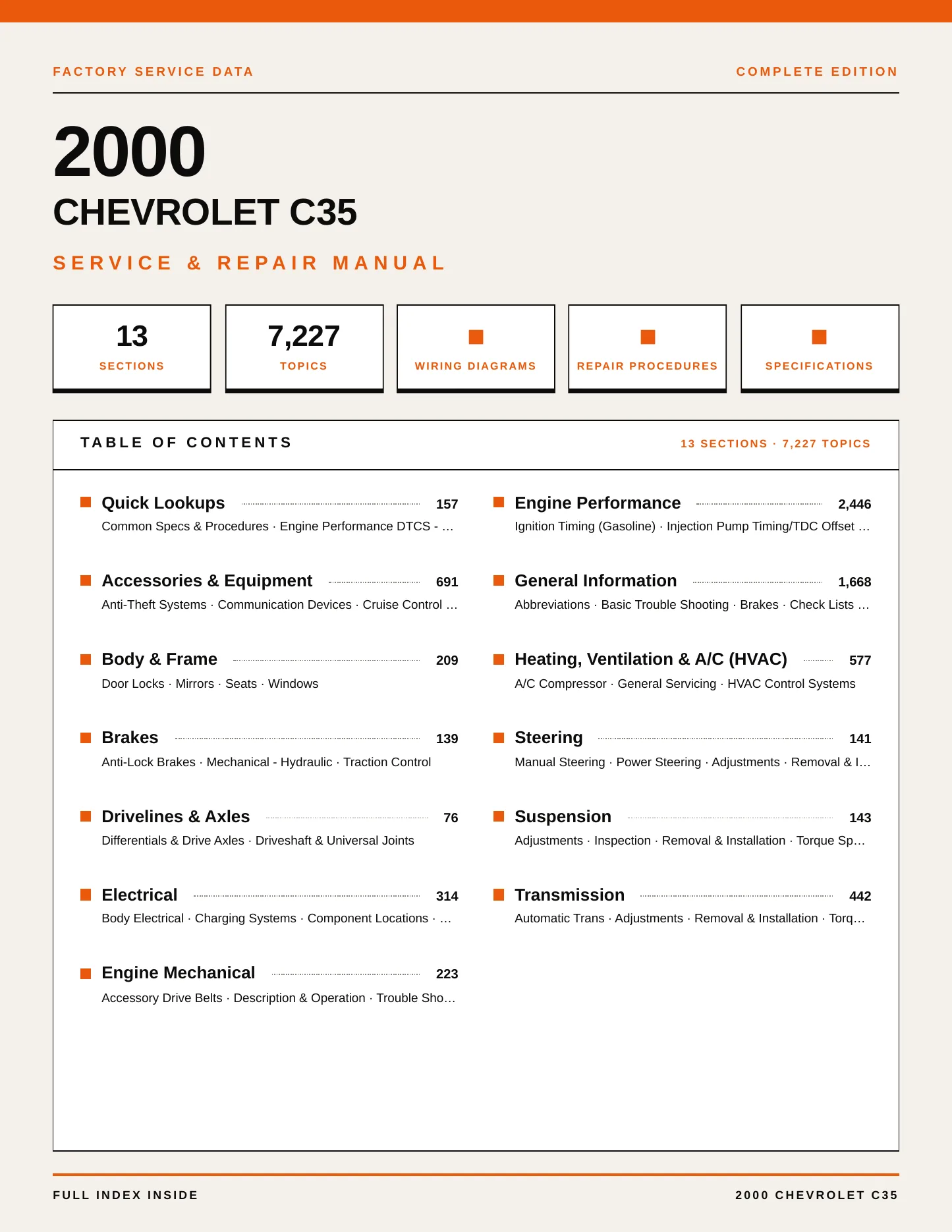 2000 Chevrolet C35 Service and Repair Manual preview page 1