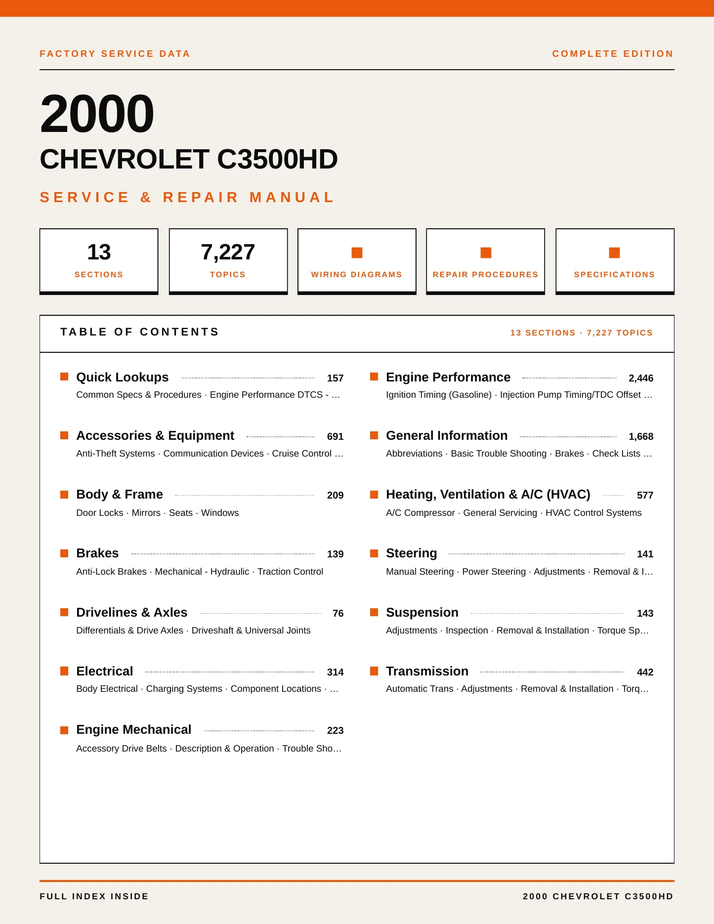 2000 Chevrolet C3500HD Service and Repair Manual preview page 1