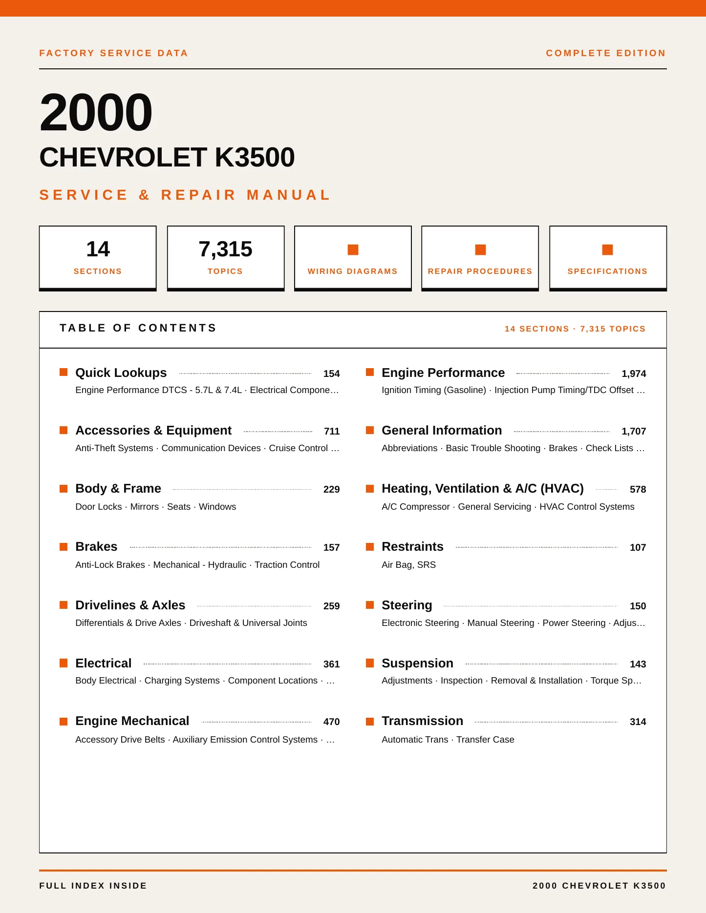 2000 Chevrolet K3500 service manual page 1
