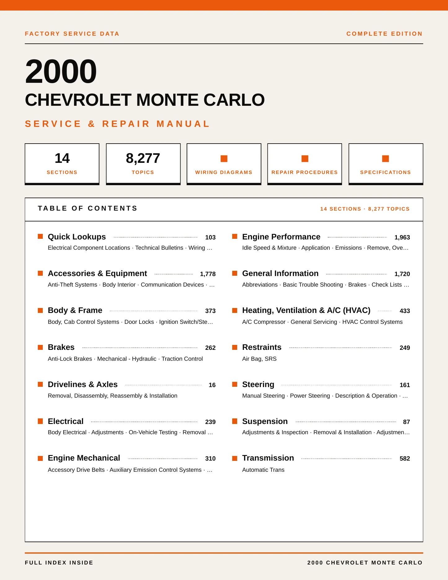2000 Chevrolet Monte Carlo service manual page 1