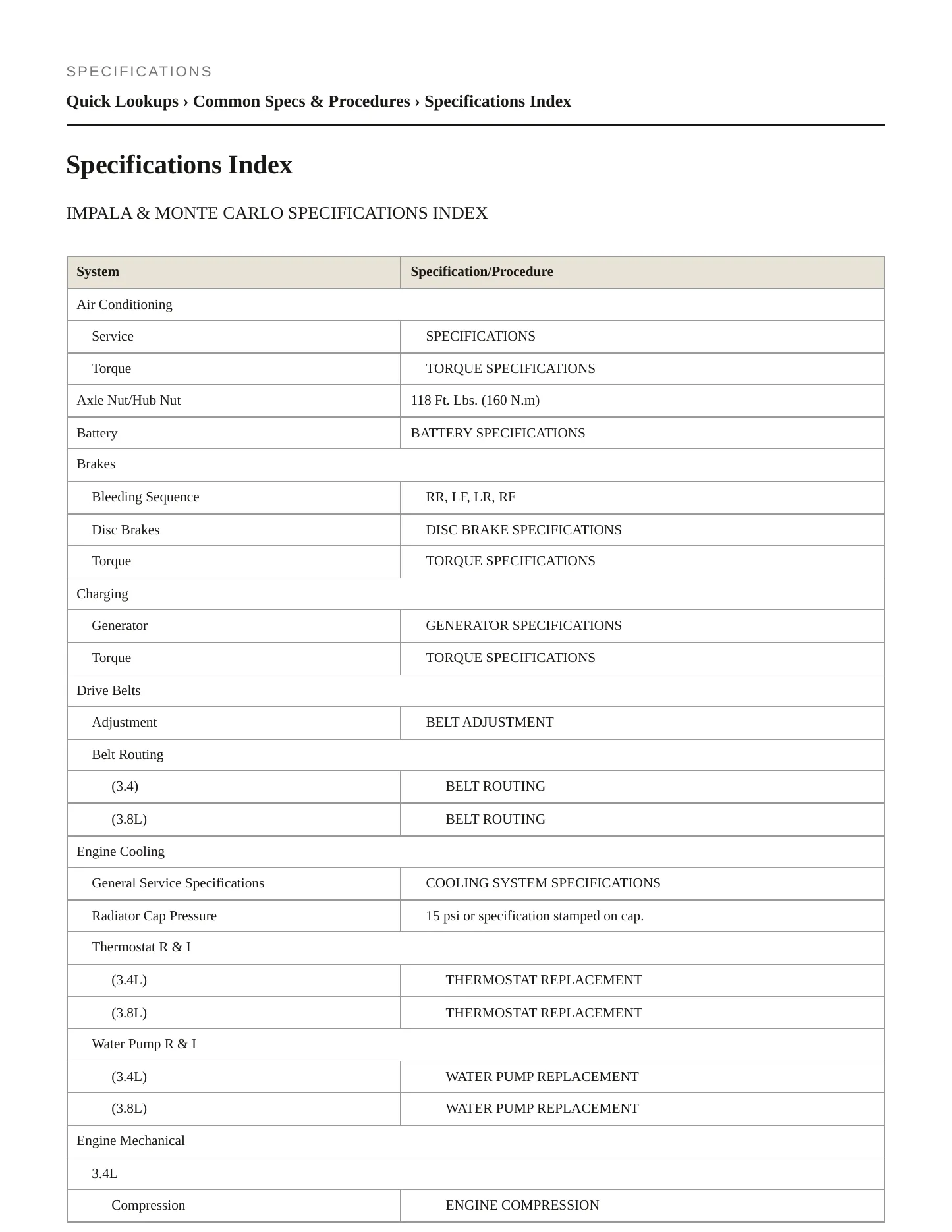 2002 Chevrolet Impala service manual page 2