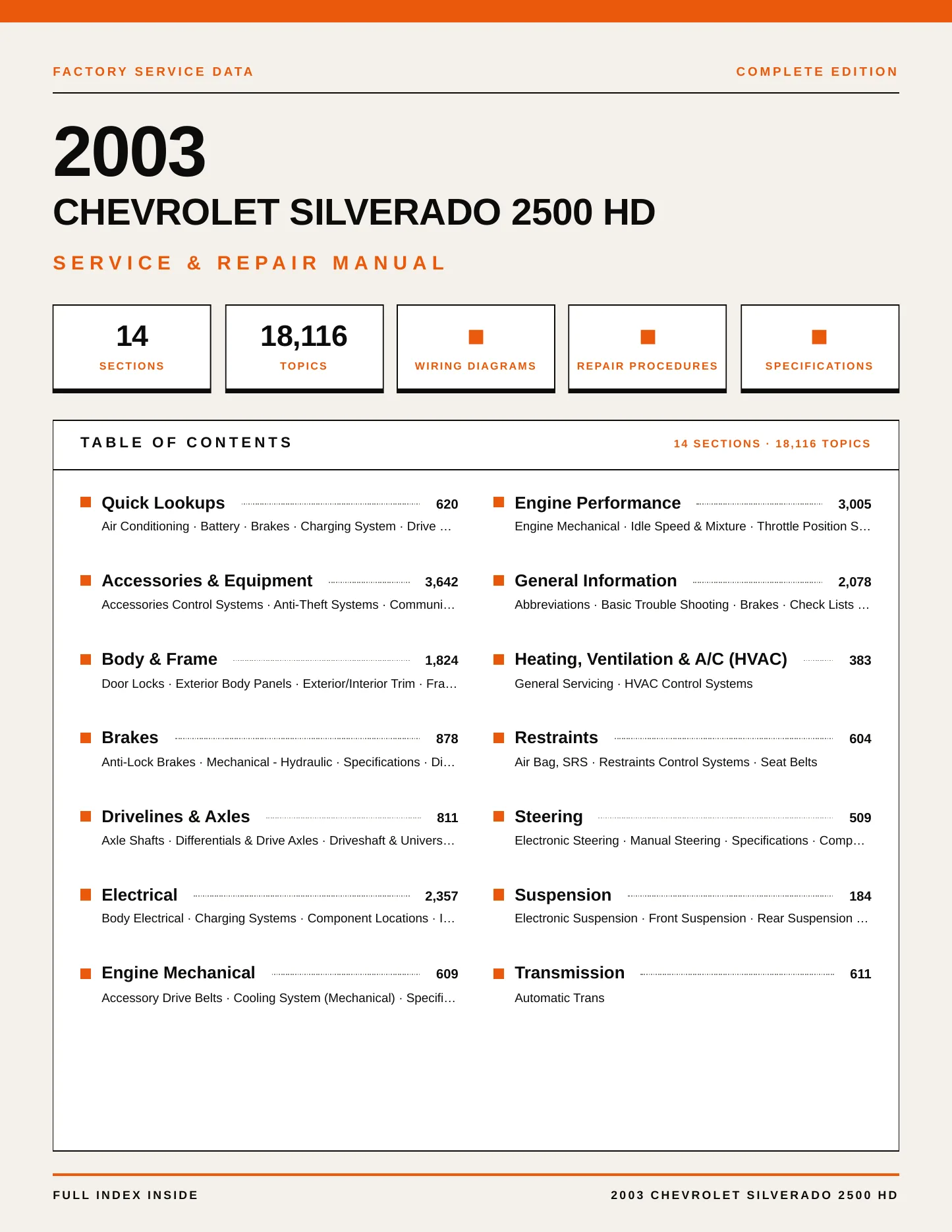 2003 Chevrolet Silverado 2500 HD service manual page 1