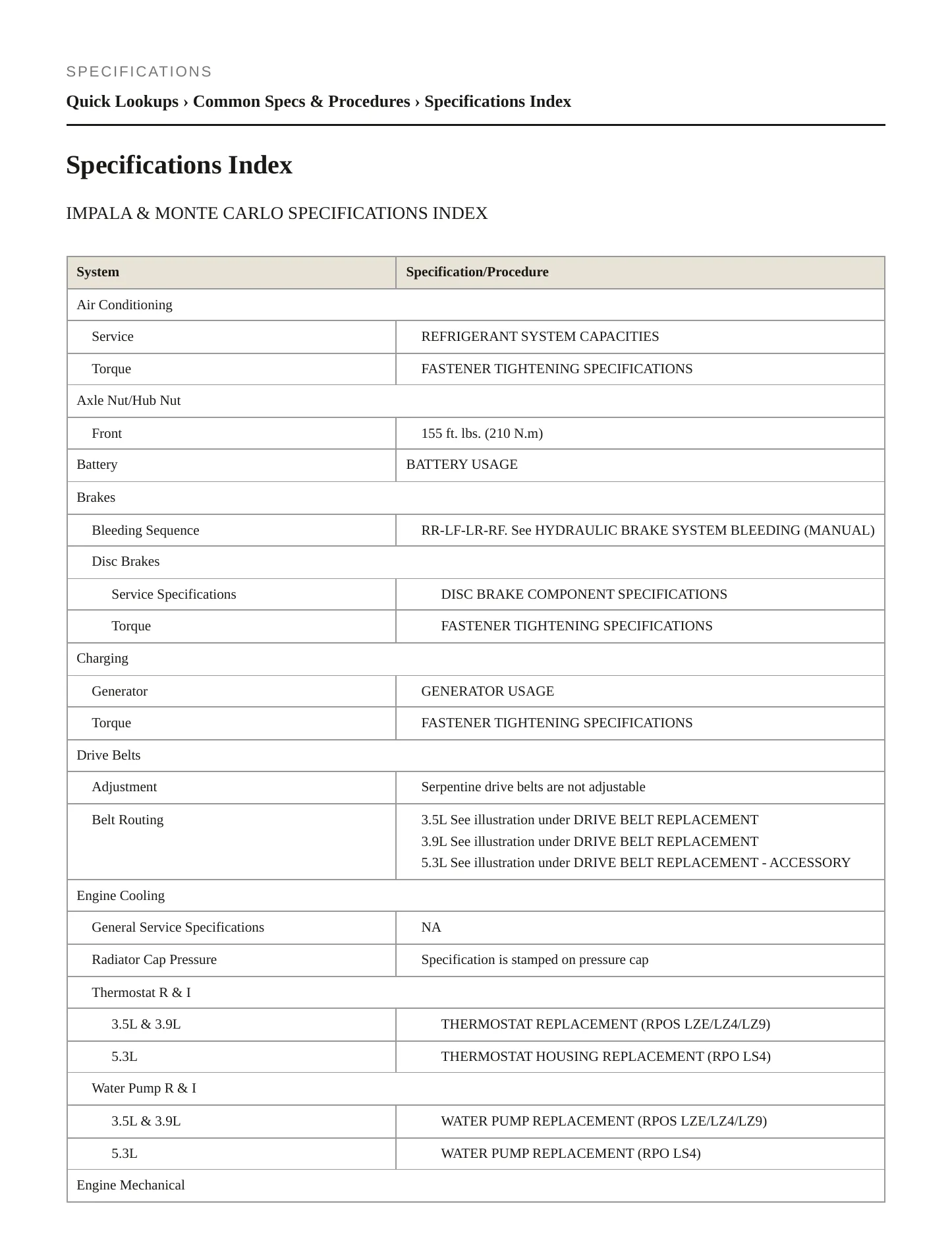 2006 Chevrolet Impala service manual page 2