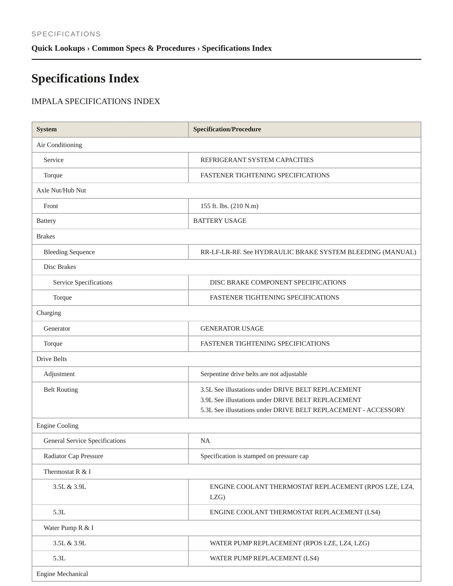 2008 Chevrolet Impala service manual page 2