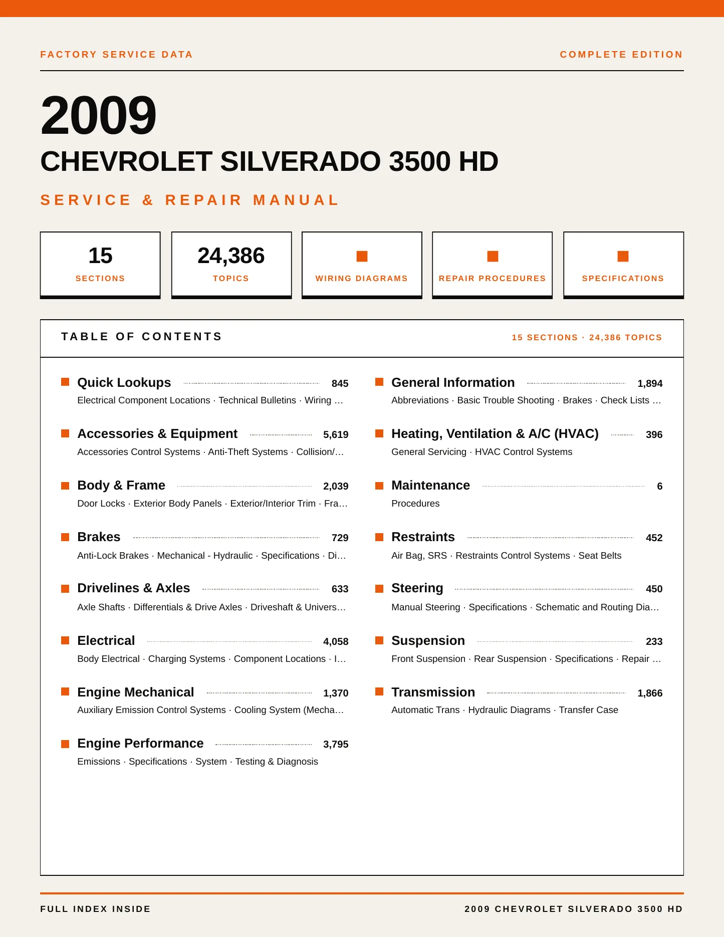 2009 Chevrolet Silverado 3500 HD service manual page 1