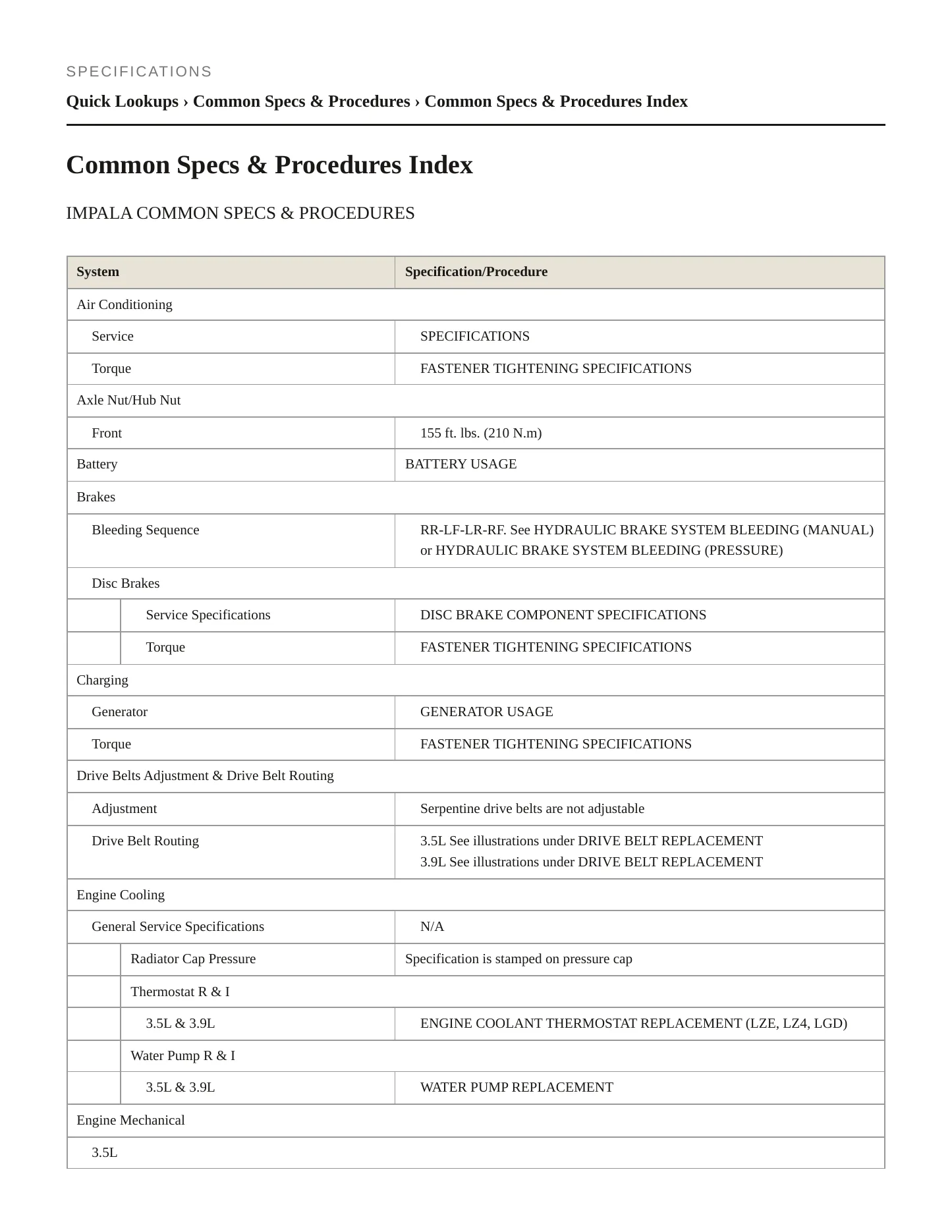2010 Chevrolet Impala service manual page 2