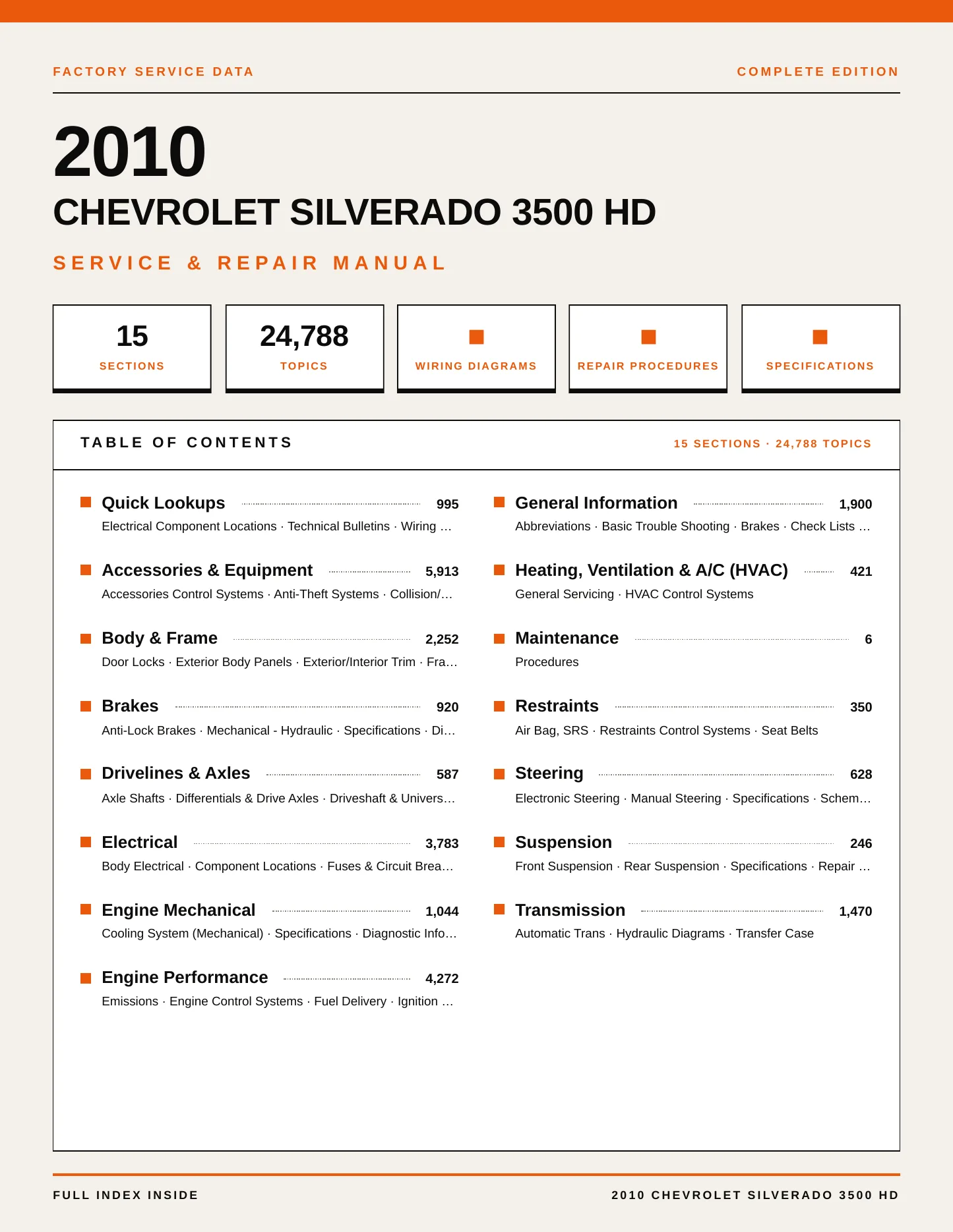 2010 Chevrolet Silverado 3500 HD service manual page 1