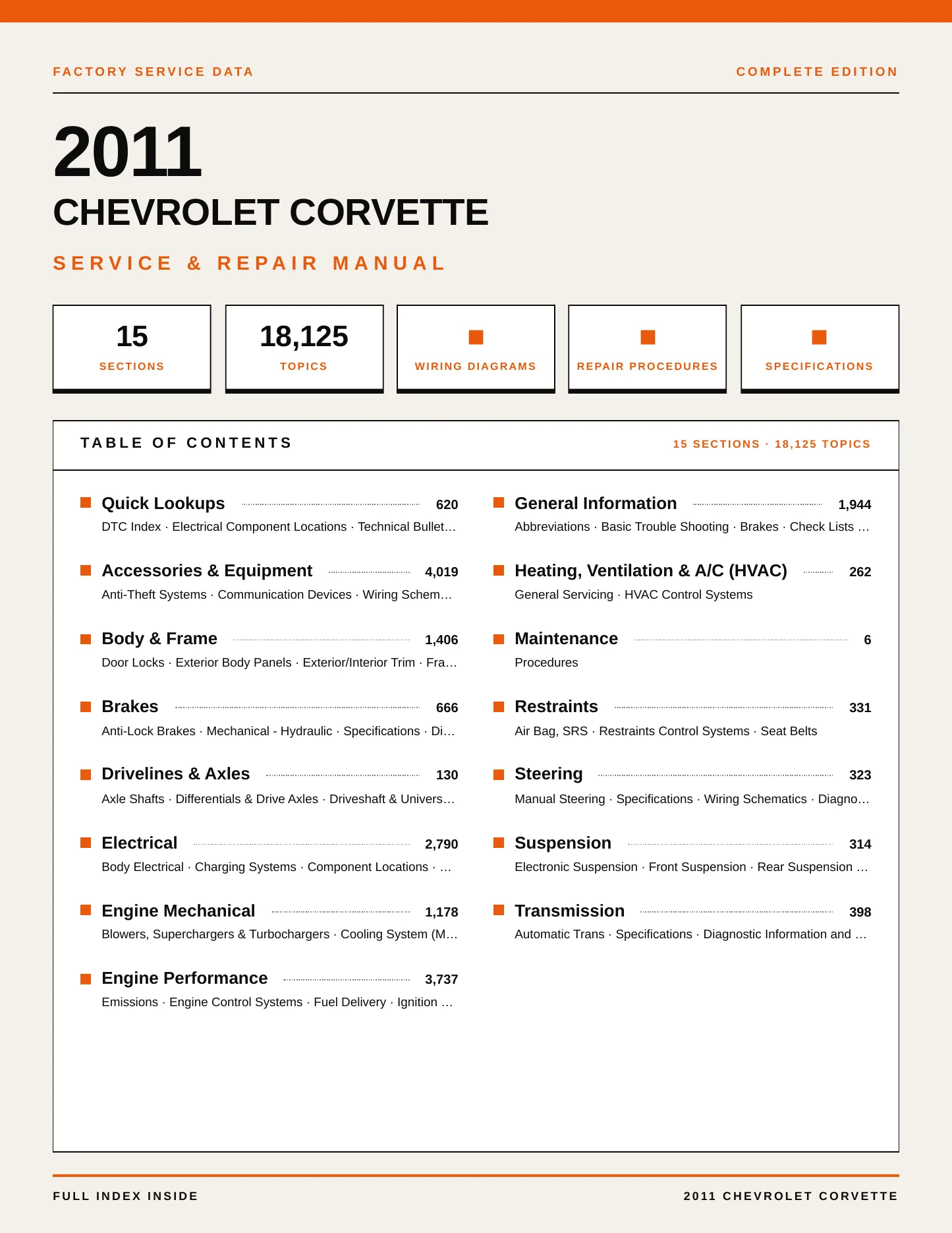 2011 Chevrolet Corvette service manual page 1