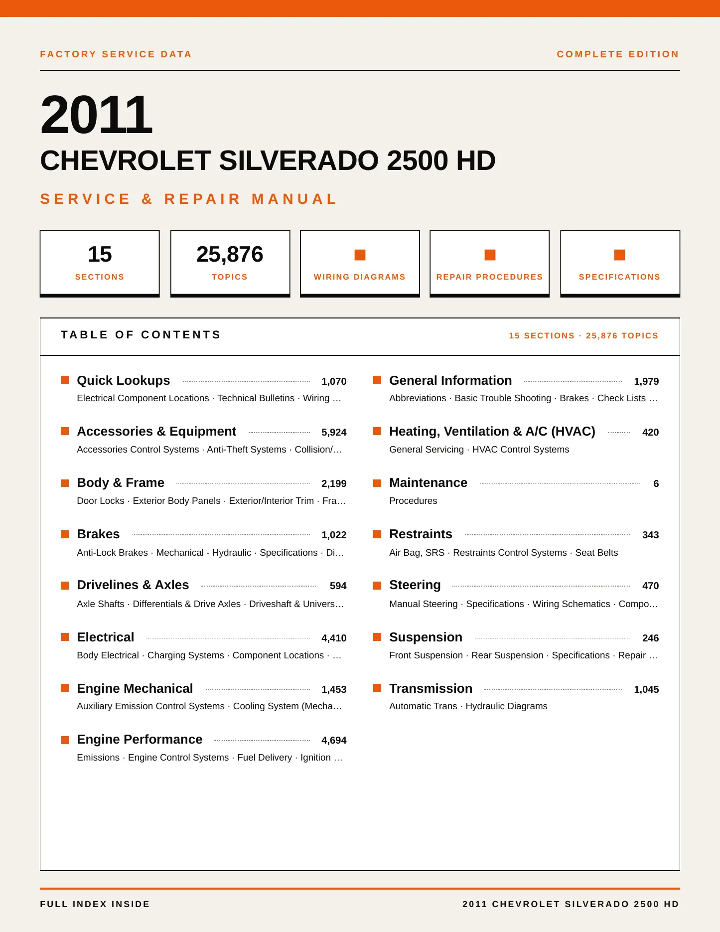 2011 Chevrolet Silverado 2500 HD service manual page 1