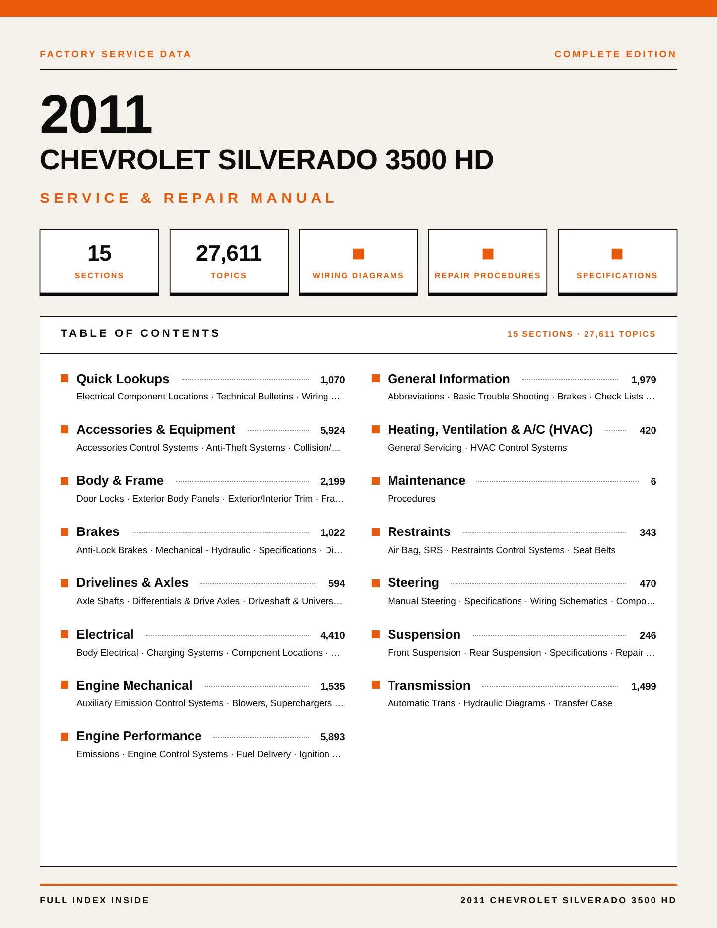 2011 Chevrolet Silverado 3500 HD service manual page 1