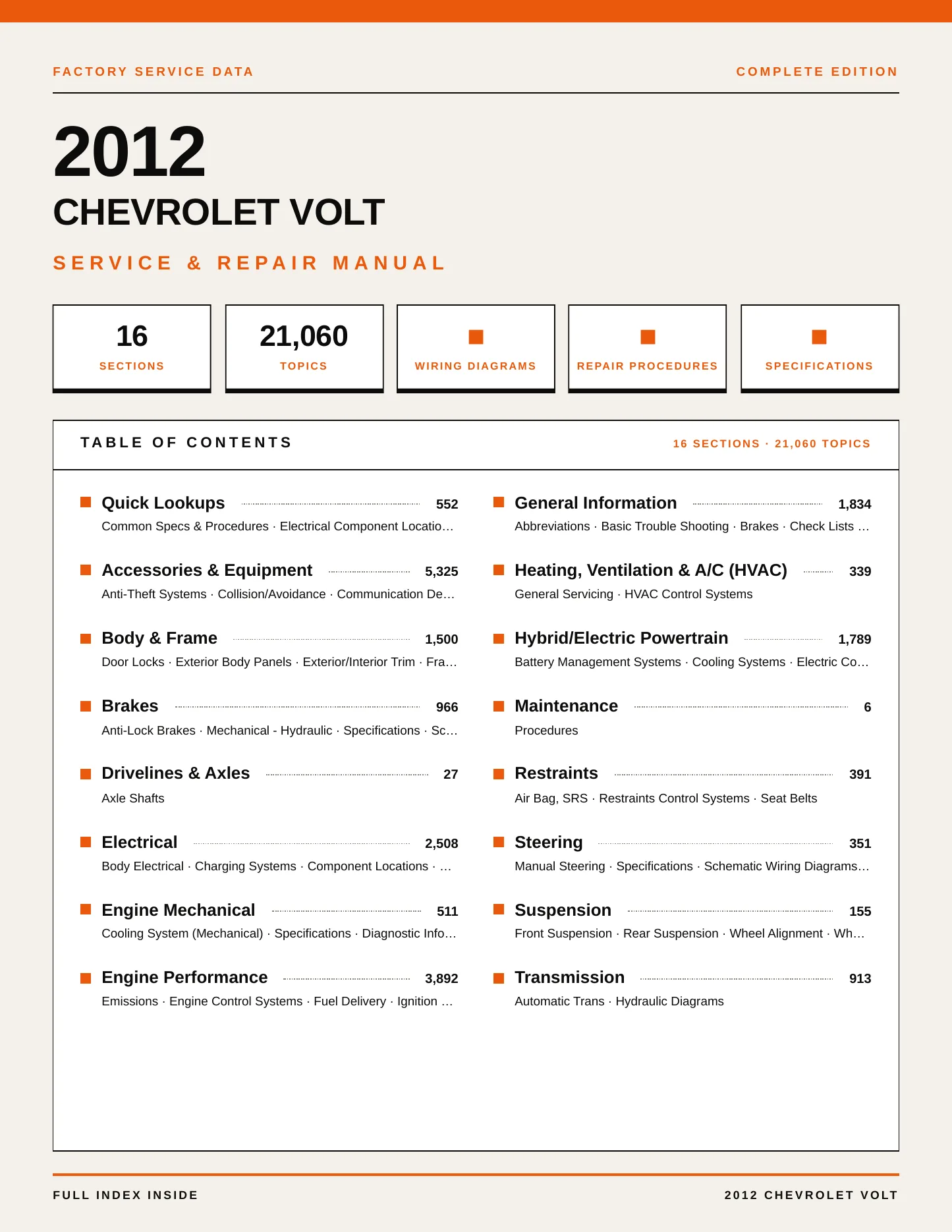 2012 Chevrolet Volt service manual page 1