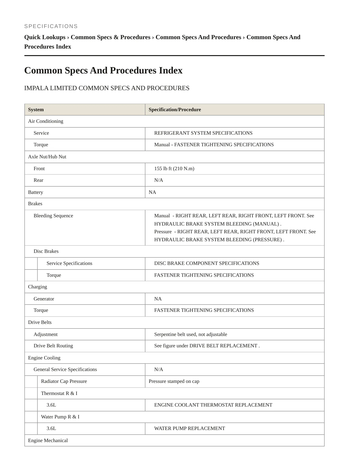 2014 Chevrolet Impala Limited Service and Repair Manual preview page 2