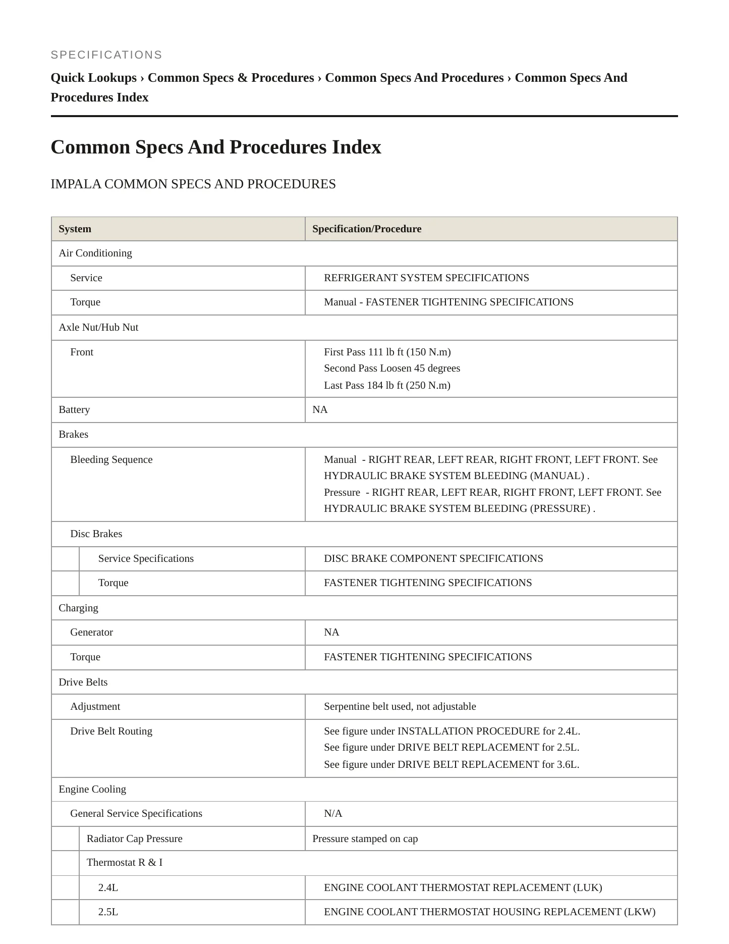 2014 Chevrolet Impala service manual page 2