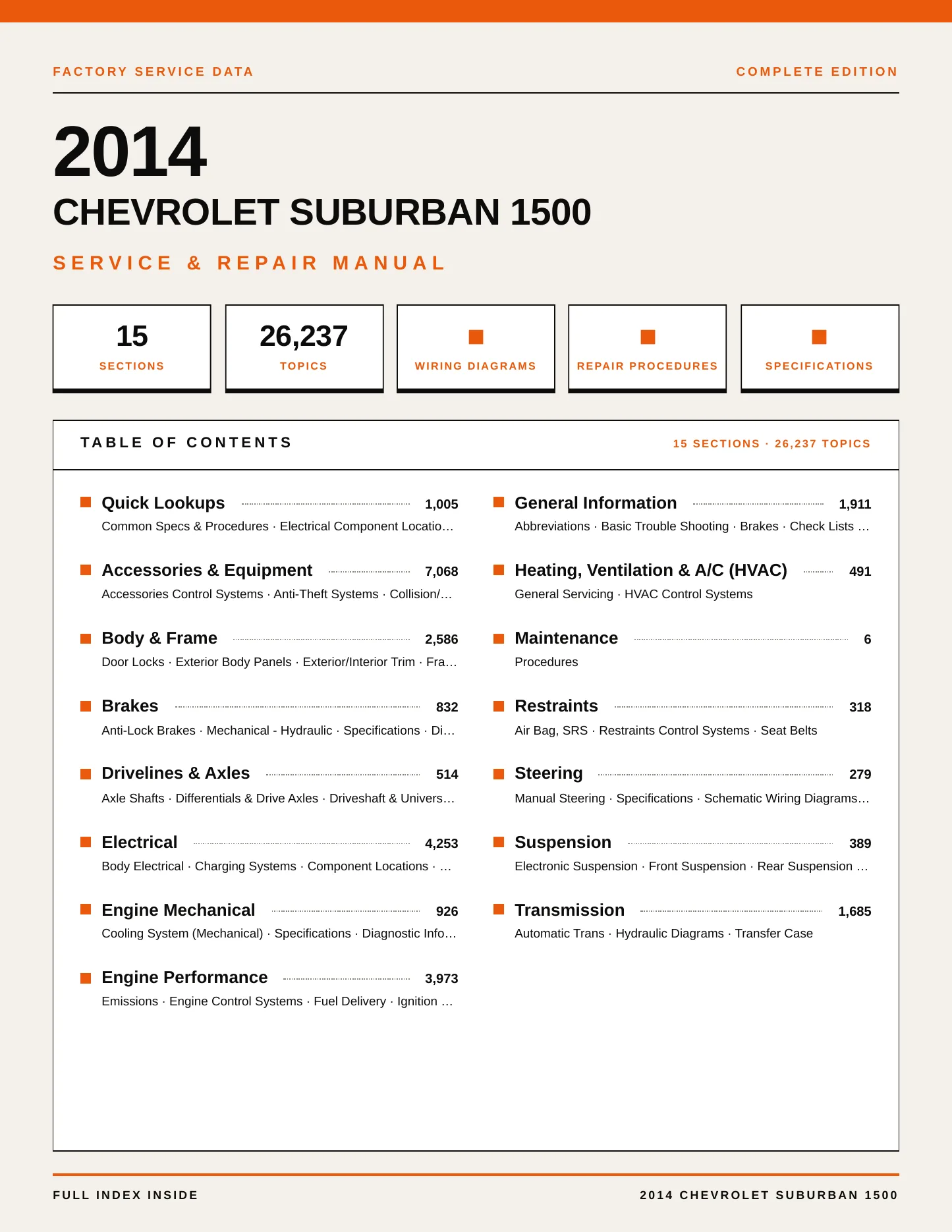 2014 Chevrolet Suburban 1500 service manual page 1