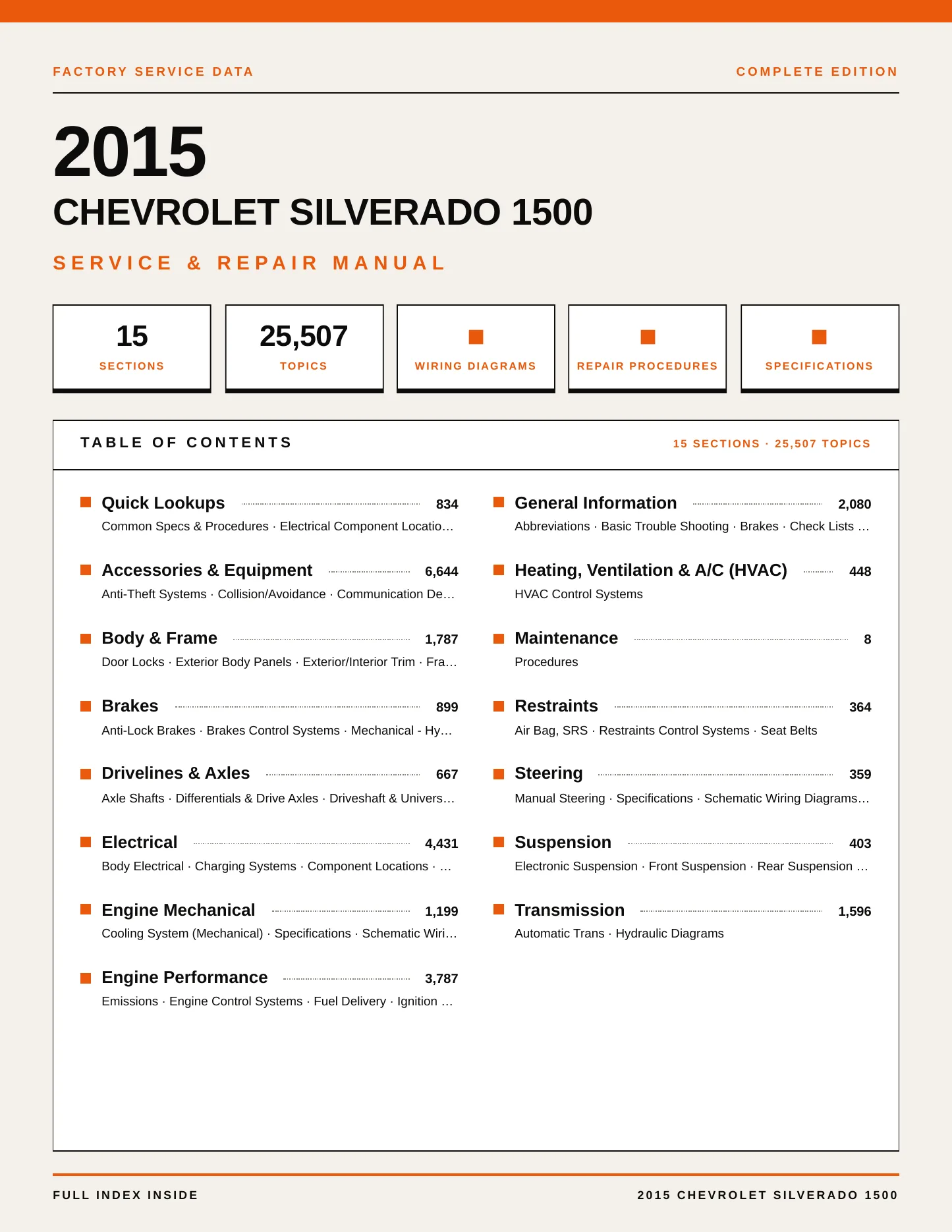 2015 Chevrolet Silverado 1500 Service and Repair Manual preview page 1