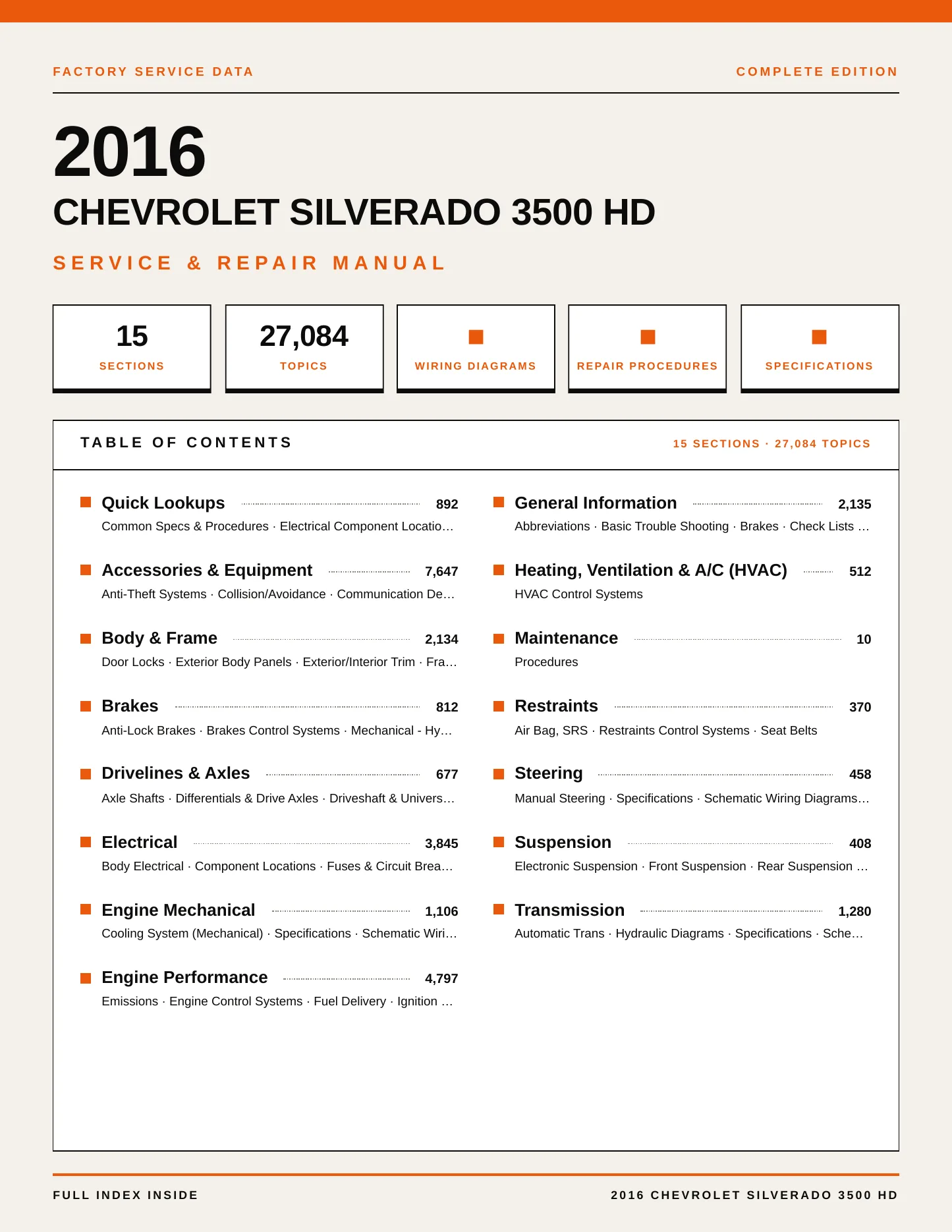 2016 Chevrolet Silverado 3500 HD service manual page 1