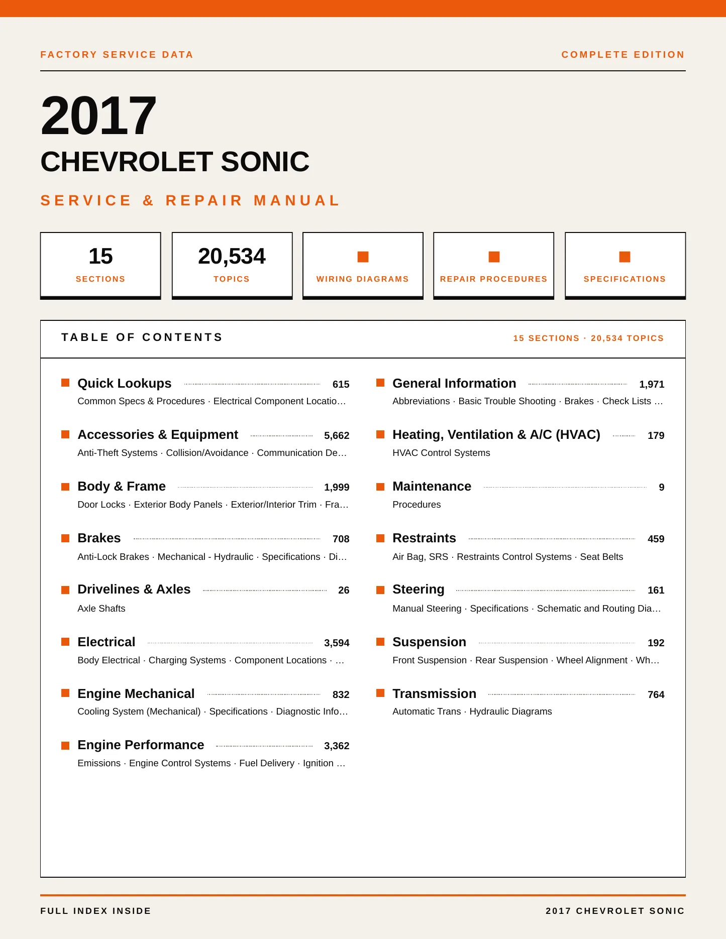 2017 Chevrolet Sonic Service and Repair Manual preview page 1