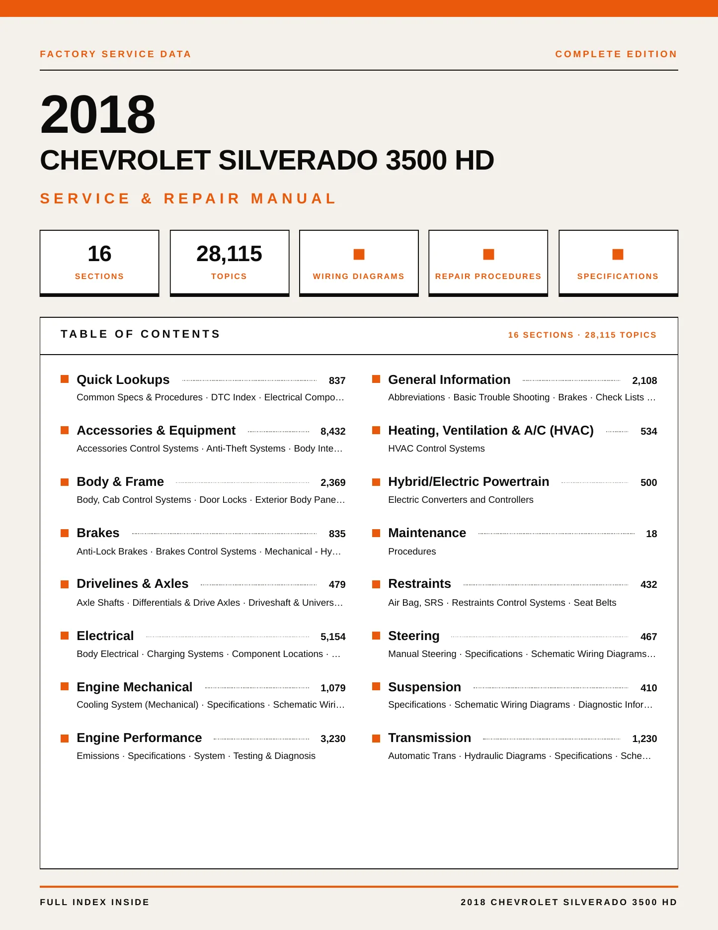 2018 Chevrolet Silverado 3500 HD service manual page 1