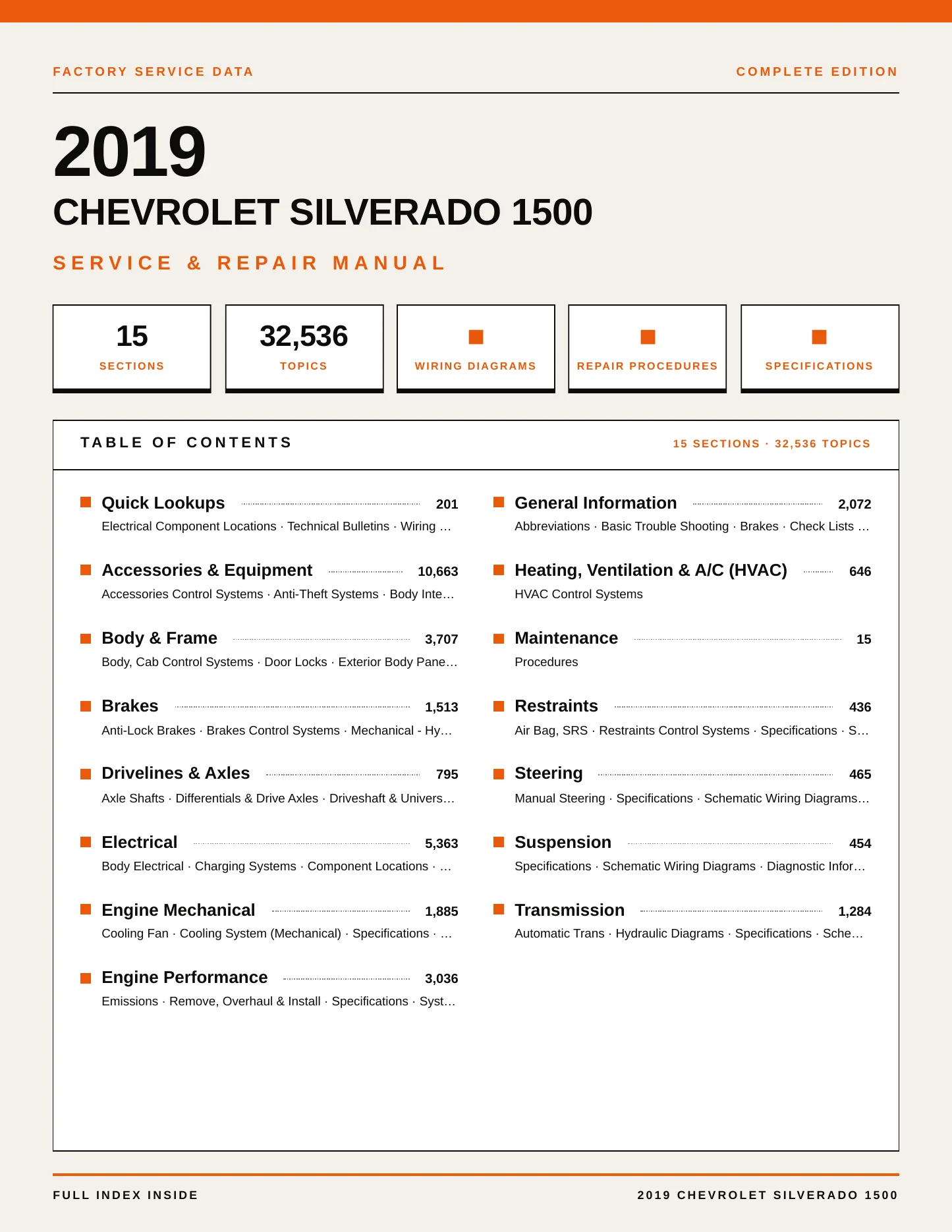 2019 Chevrolet Silverado 1500 Service and Repair Manual preview page 1