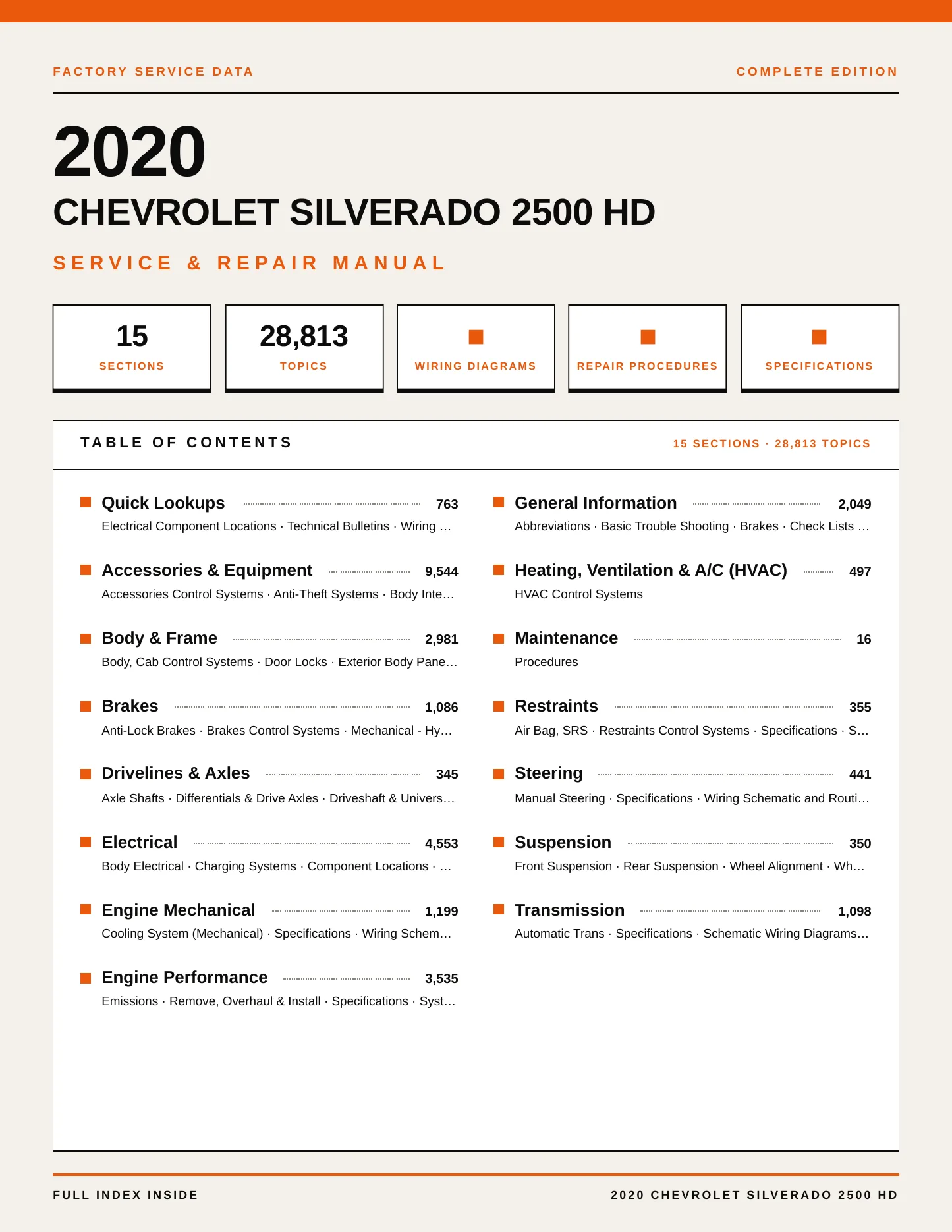 2020 Chevrolet Silverado 2500 HD Service and Repair Manual preview page 1