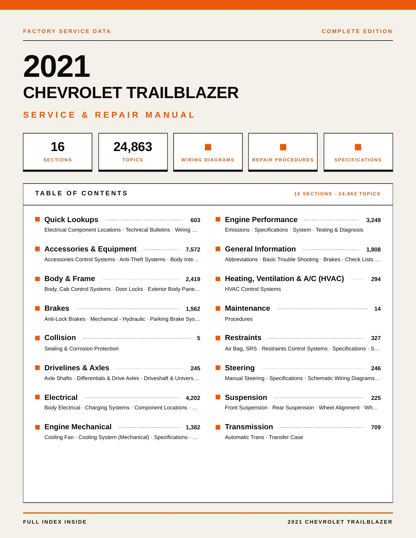 2021 Chevrolet Trailblazer Service and Repair Manual preview page 1