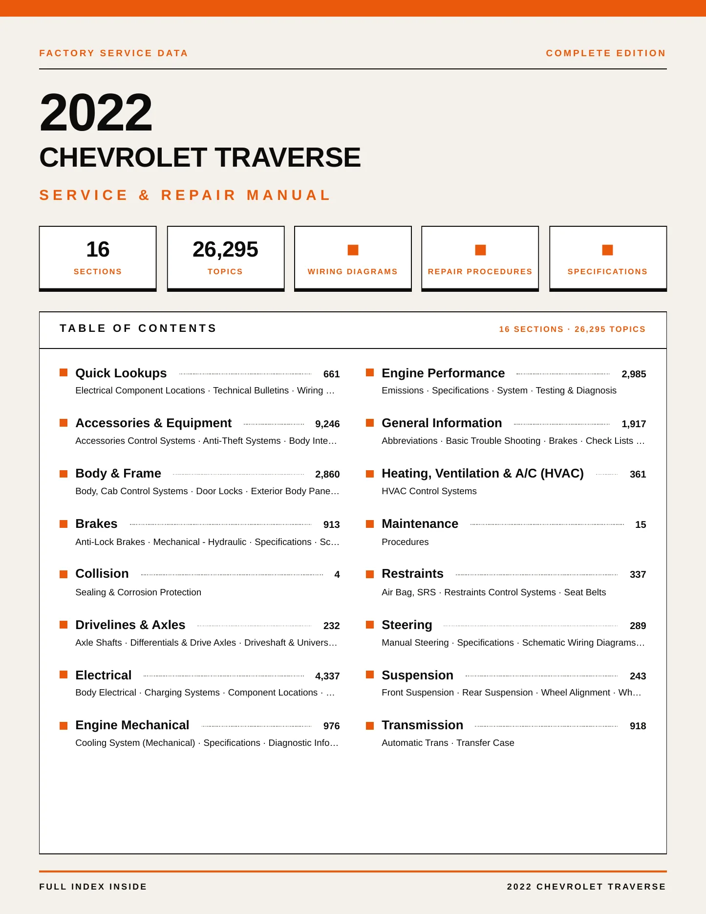 2022 Chevrolet Traverse service manual page 1
