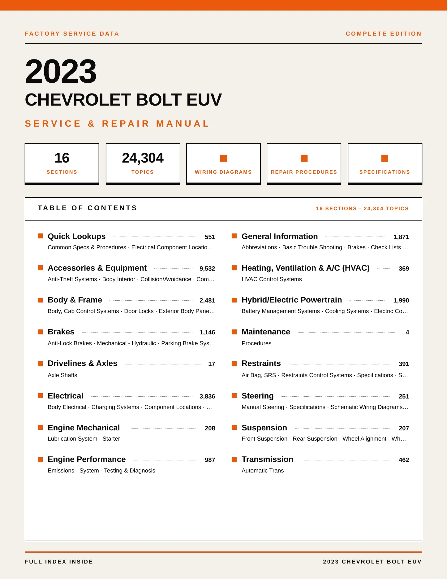 2023 Chevrolet Bolt EUV Service and Repair Manual preview page 1