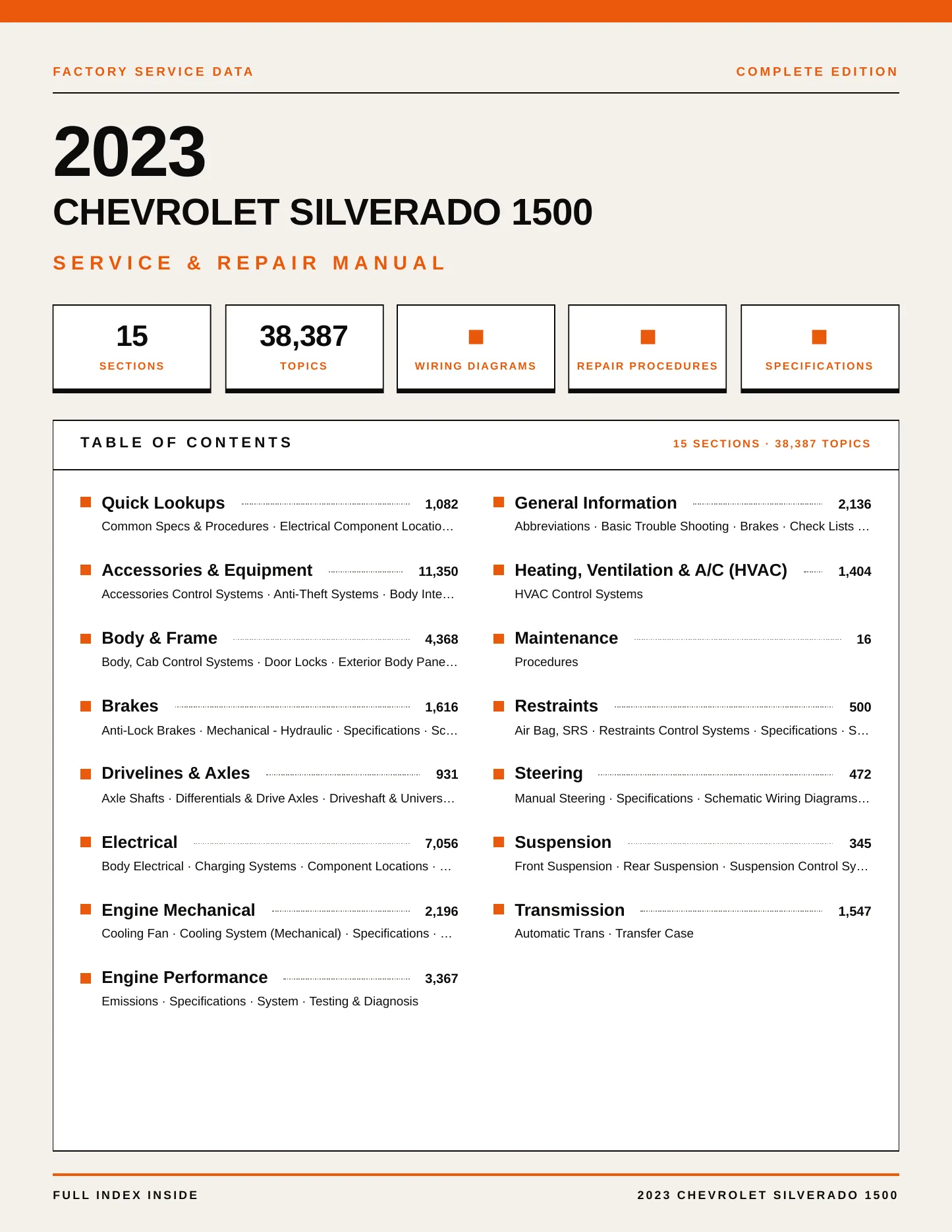2023 Chevrolet Silverado 1500 Service and Repair Manual preview page 1