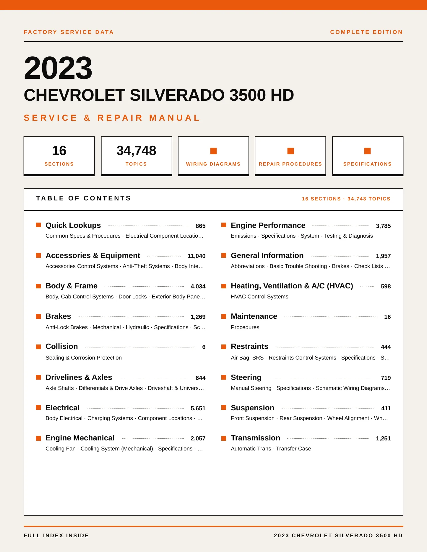 2023 Chevrolet Silverado 3500 HD Service and Repair Manual preview page 1
