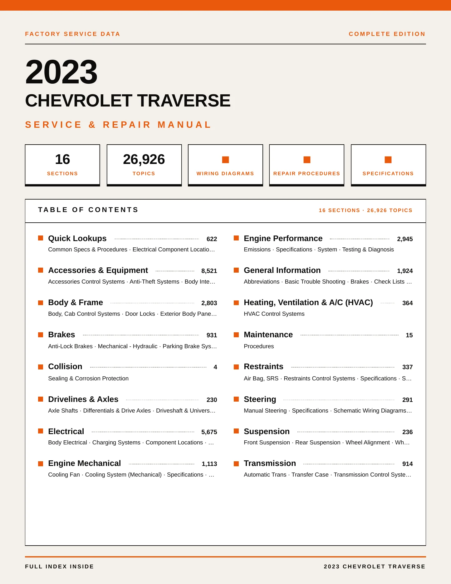 2023 Chevrolet Traverse service manual page 1