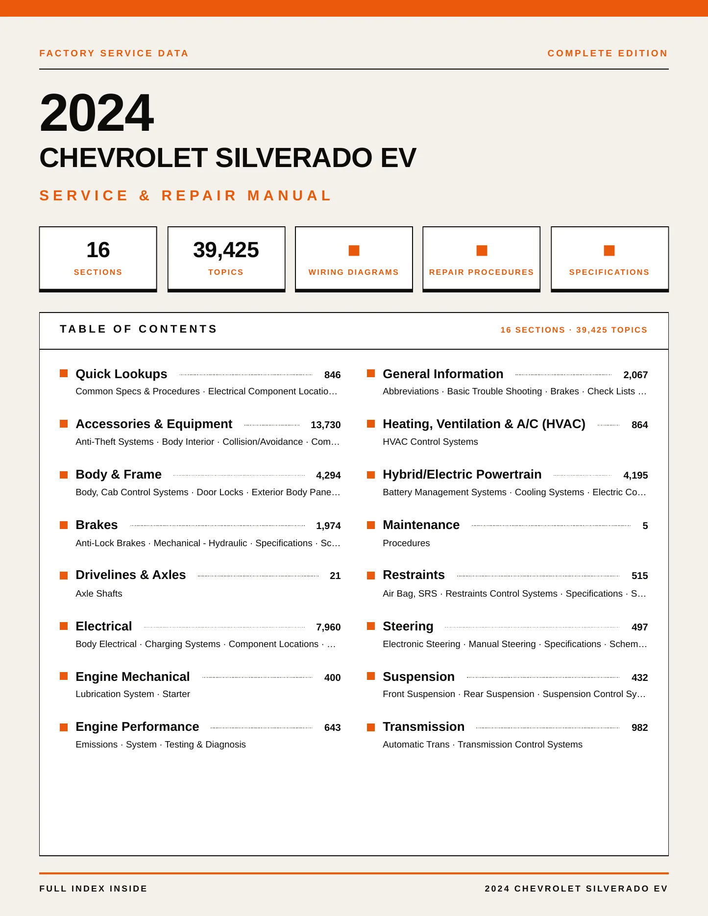 2024 Chevrolet Silverado EV Service and Repair Manual preview page 1