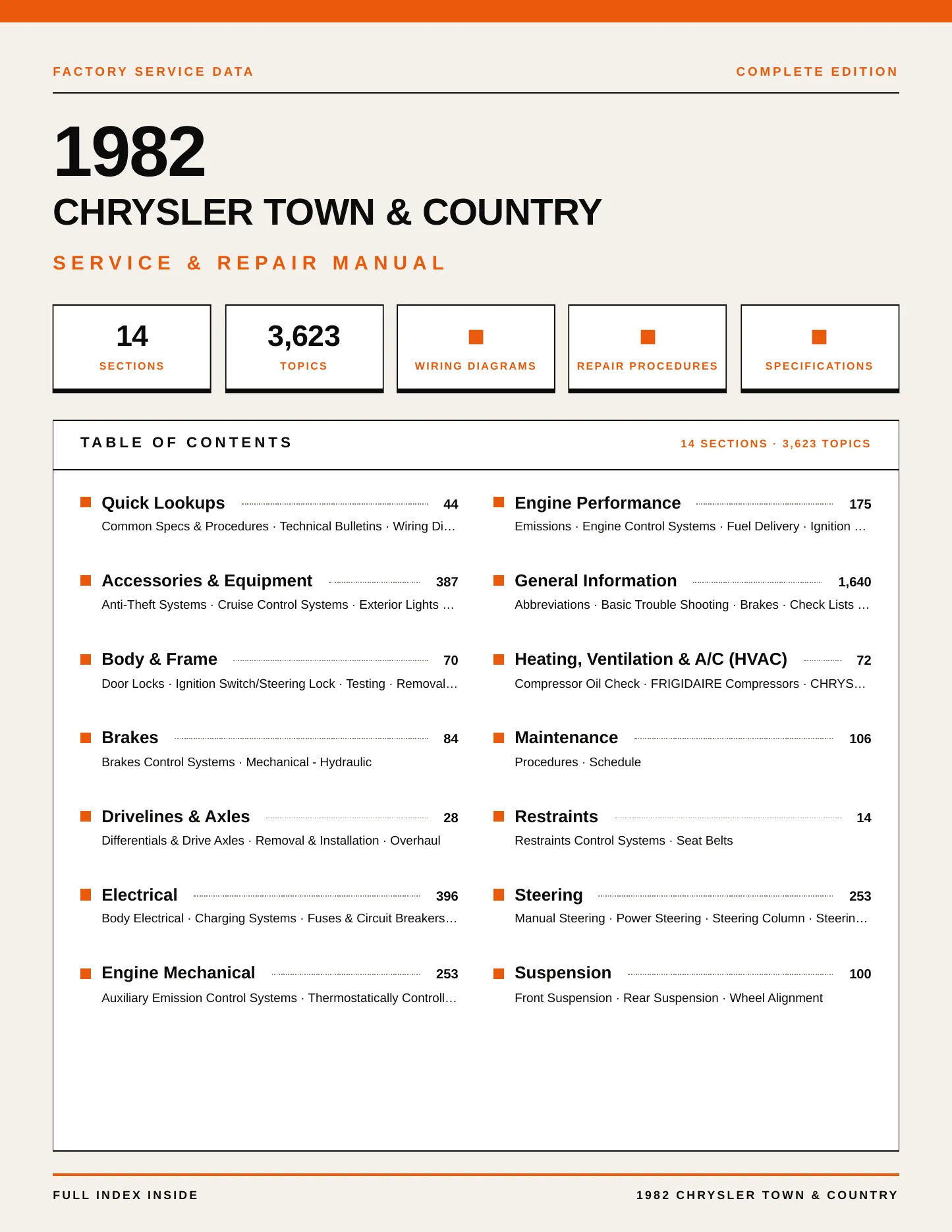 1982 Chrysler Town & Country Service and Repair Manual preview page 1