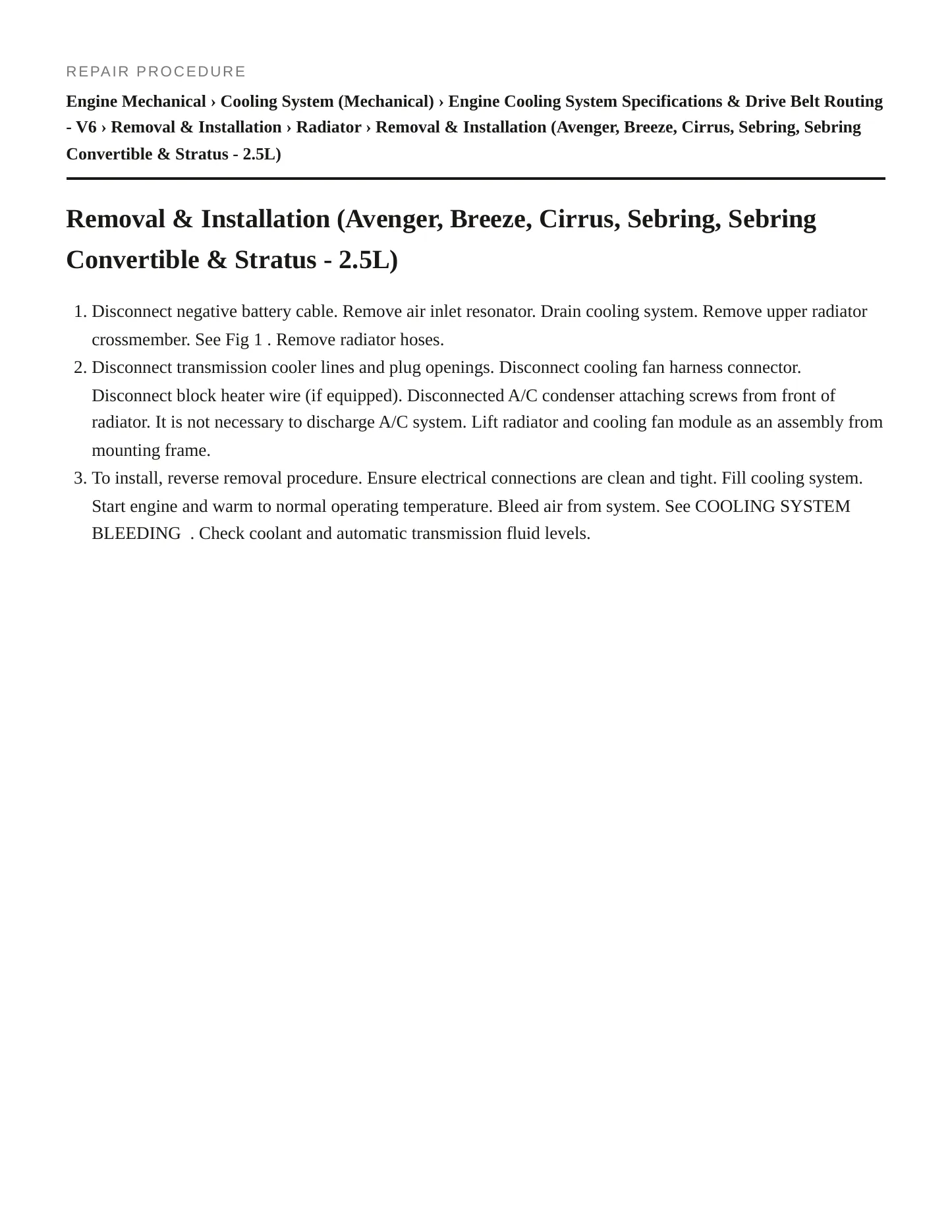 1996 Chrysler Sebring Service and Repair Manual preview page 6