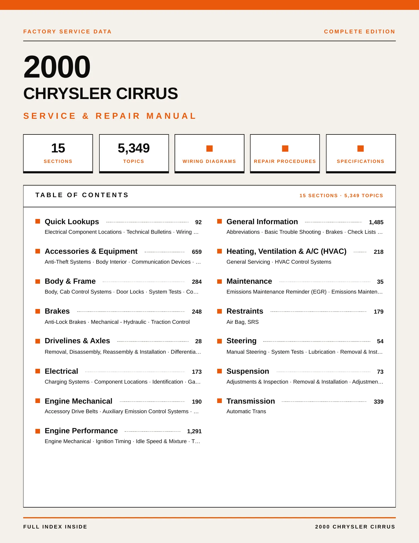 2000 Chrysler Cirrus service manual page 1