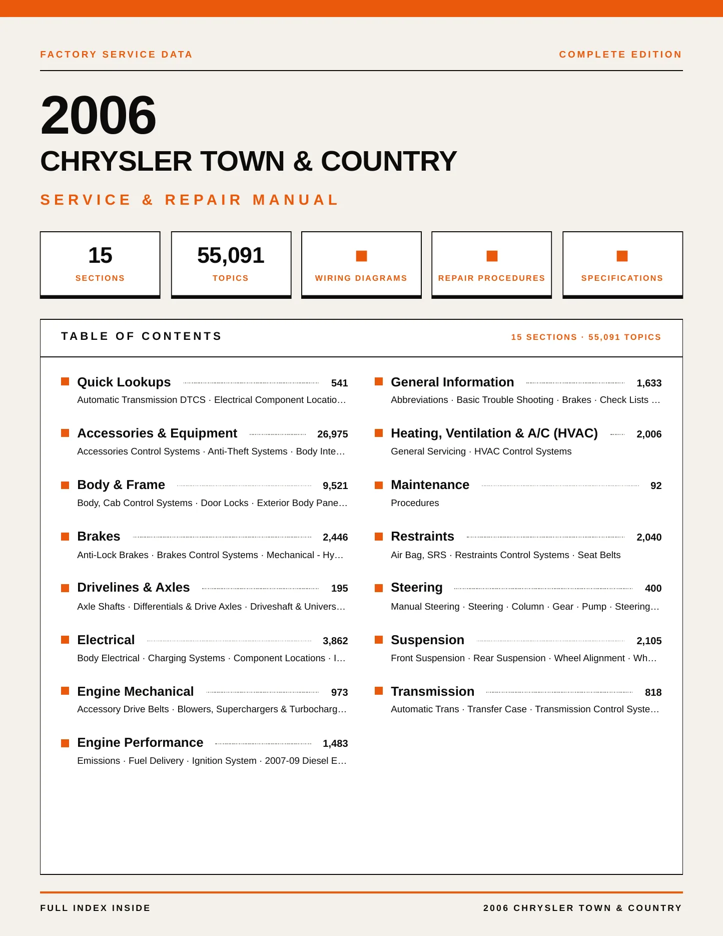 2006 Chrysler Town & Country Service and Repair Manual preview page 1