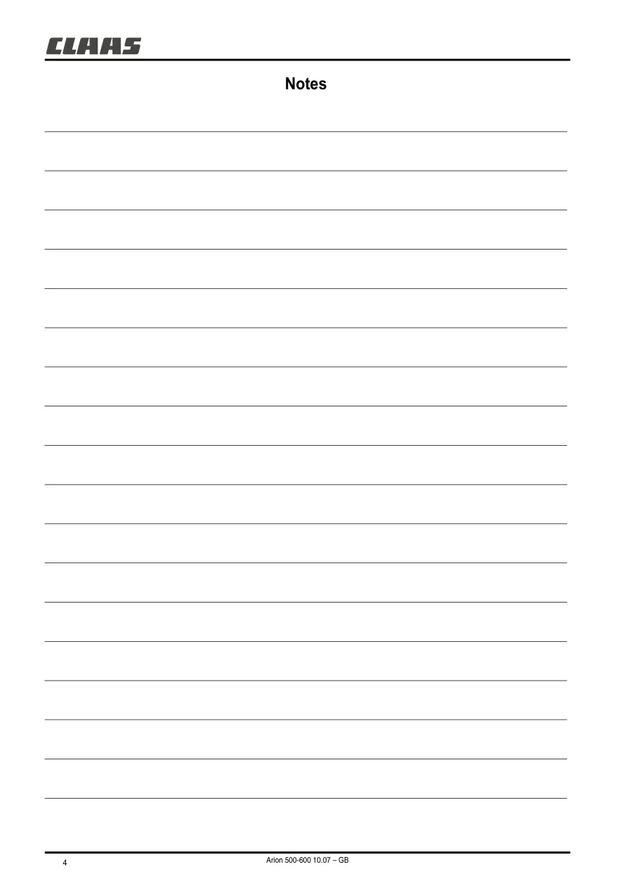 Claas Arion 510 520 530 540 610 620 630 640 Tractor Operation Service & Repair Manual preview page 6