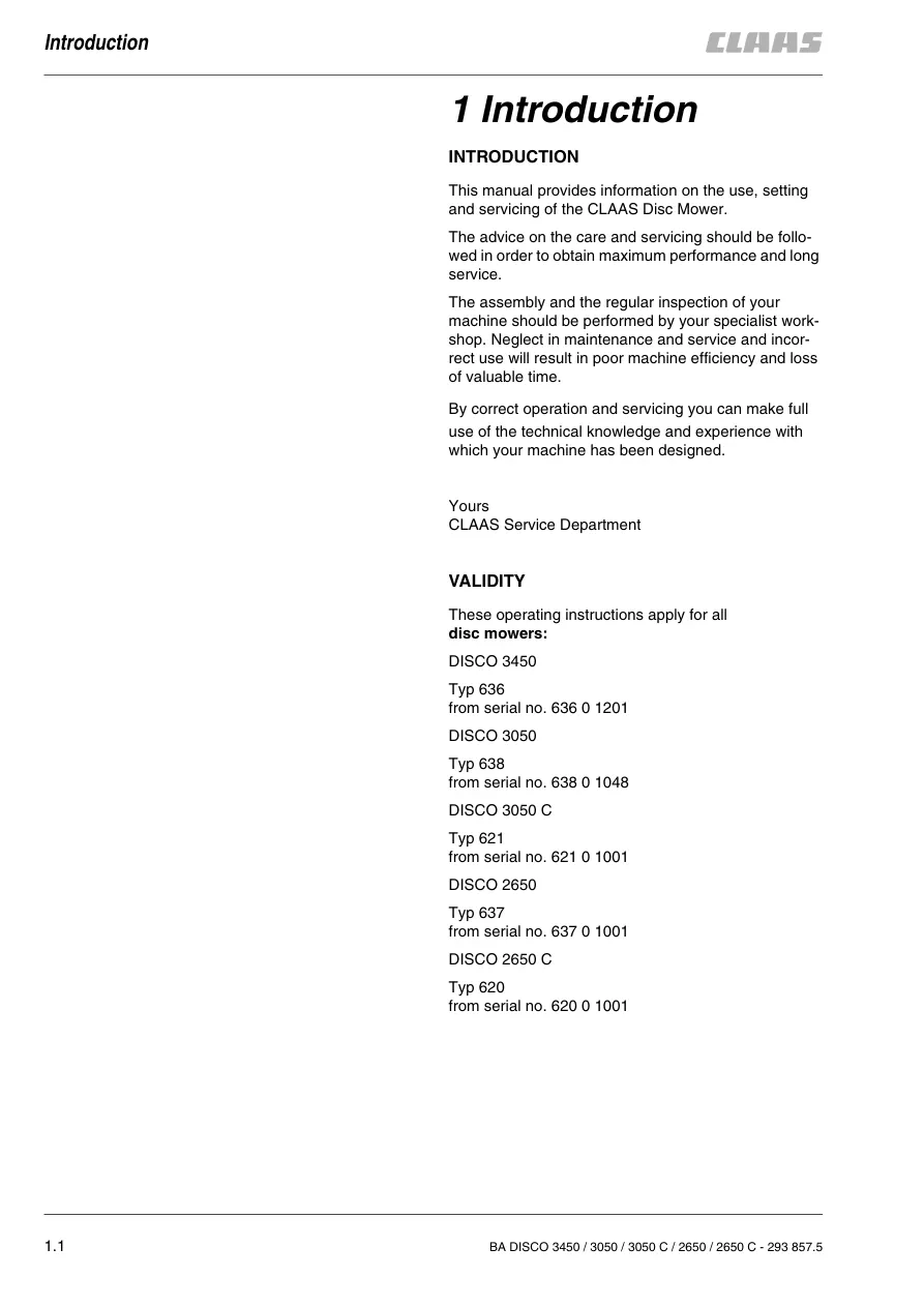 Claas Disco 3450 3050 2650 C Plus Disc Mower Service & Repair Manual preview page 4