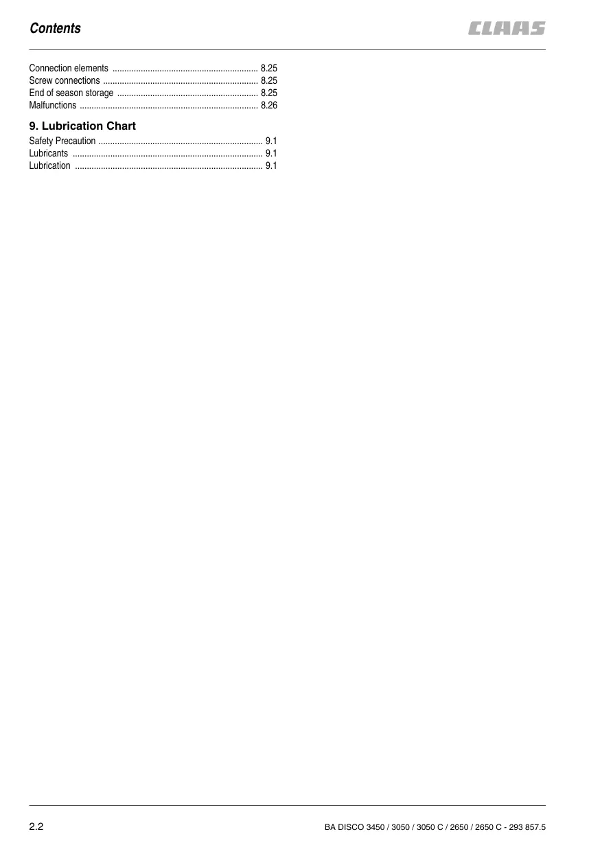 Claas Disco 3450 3050 2650 C Plus Disc Mower Service & Repair Manual preview page 6