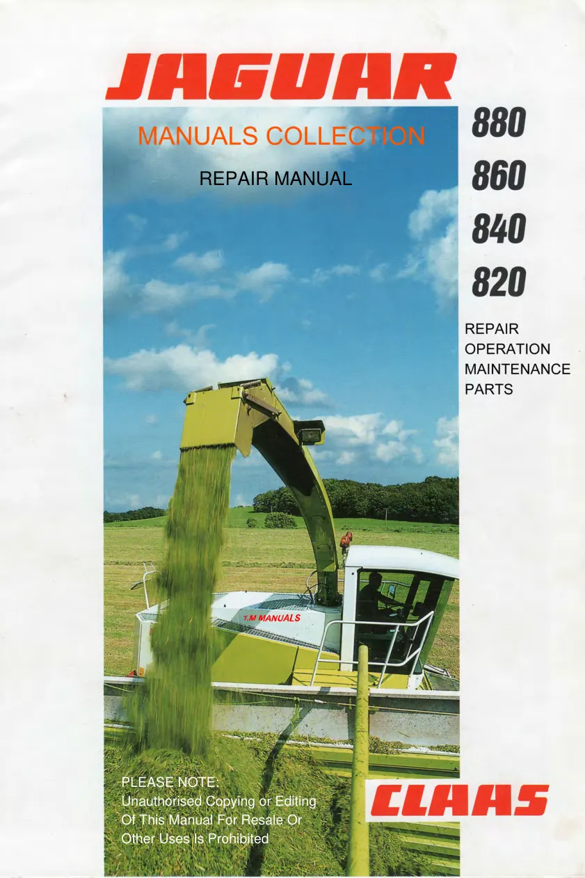 Claas Jaguar 880 860 840 820 Machine Service & Repair Manual preview page 1
