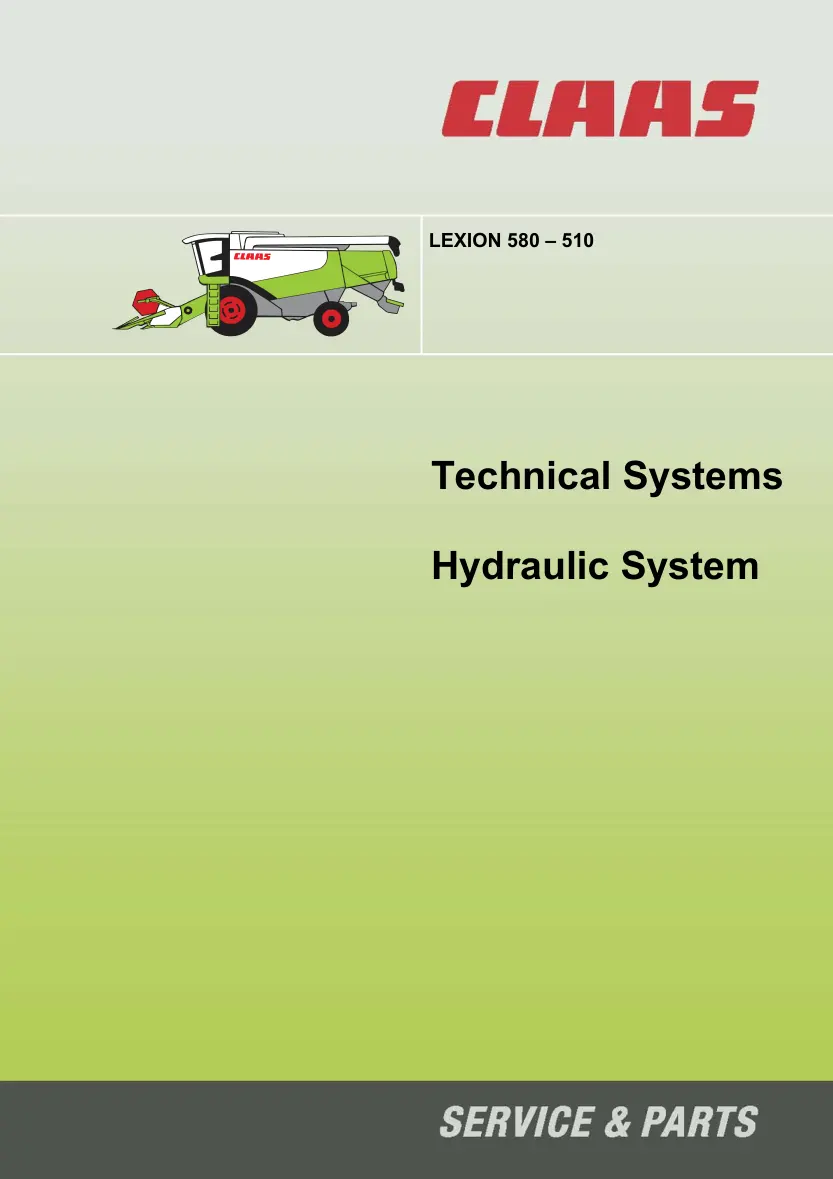 Claas Lexion 500 series Combine Technical Manual preview page 1