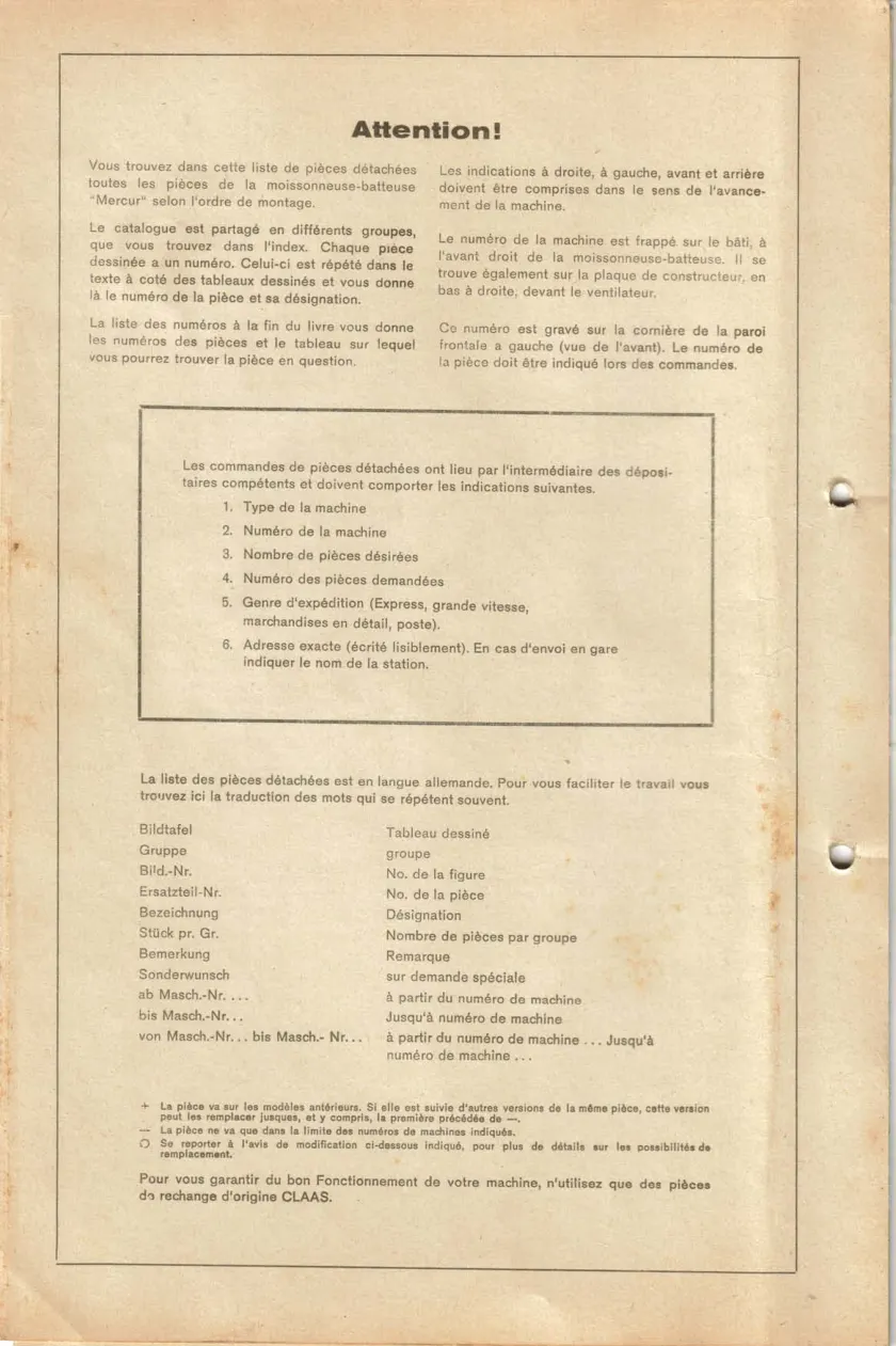 Claas Mercur Combine Parts Manual preview page 3