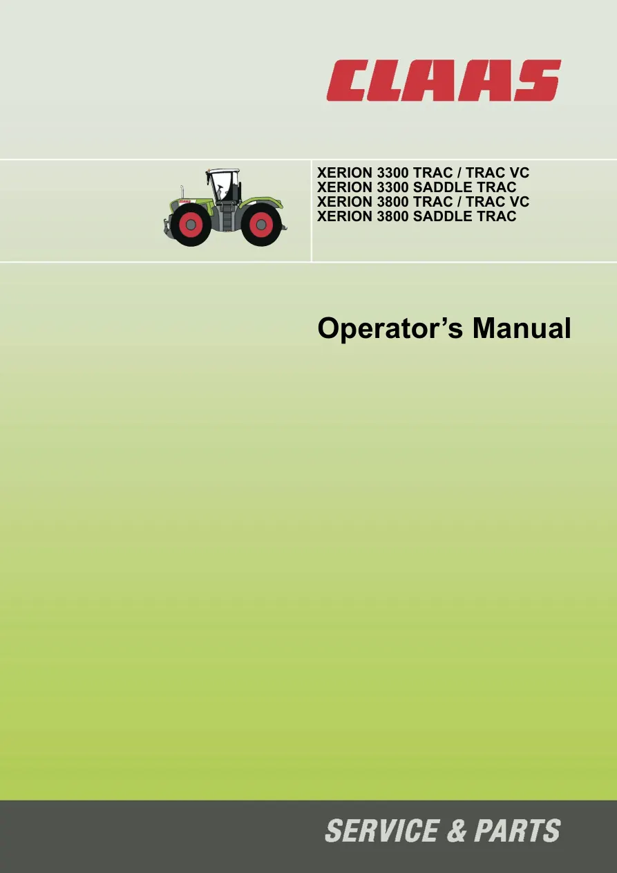 Claas Xerion 3300 3800 Saddle Trac Operation Tractor Service & Repair Manual preview page 1
