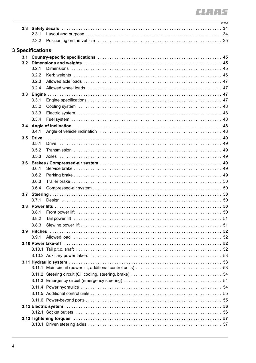 Claas Xerion 3300 3800 Saddle Trac Operation Tractor Service & Repair Manual preview page 4