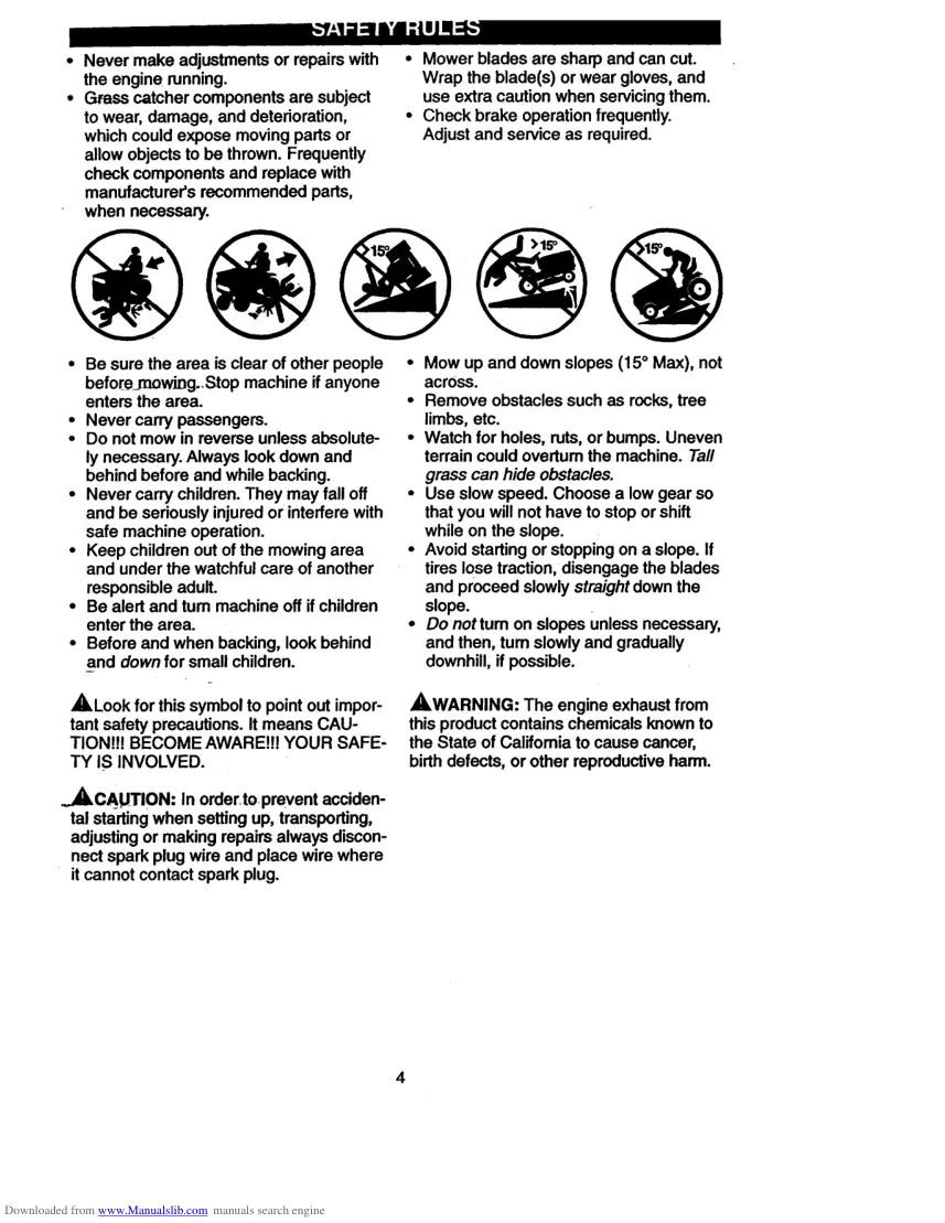 Craftsman 22HP Garden Tractor Operator's Manual preview page 4