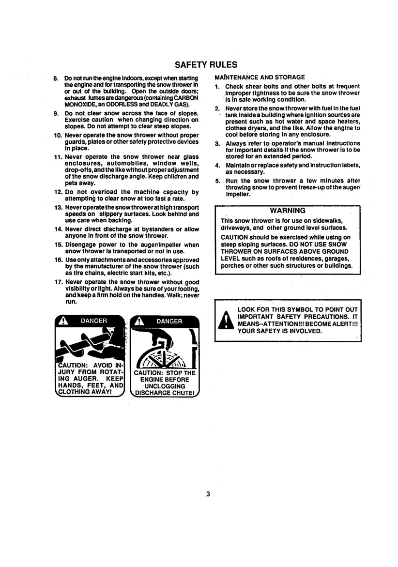 Craftsman 536.886621 Snowblower Machine Operator's Manual preview page 3