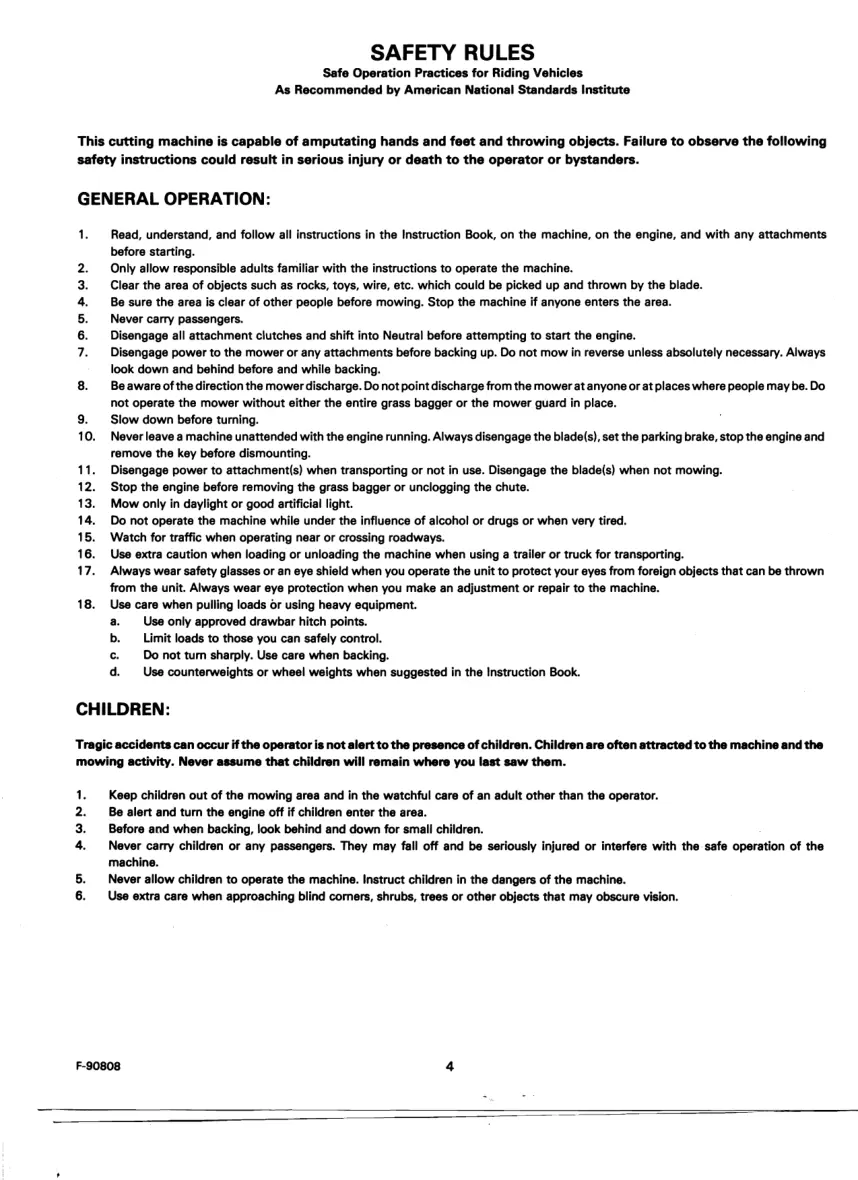 Craftsman Lawn Tractor 12HP Operator's Manual preview page 4