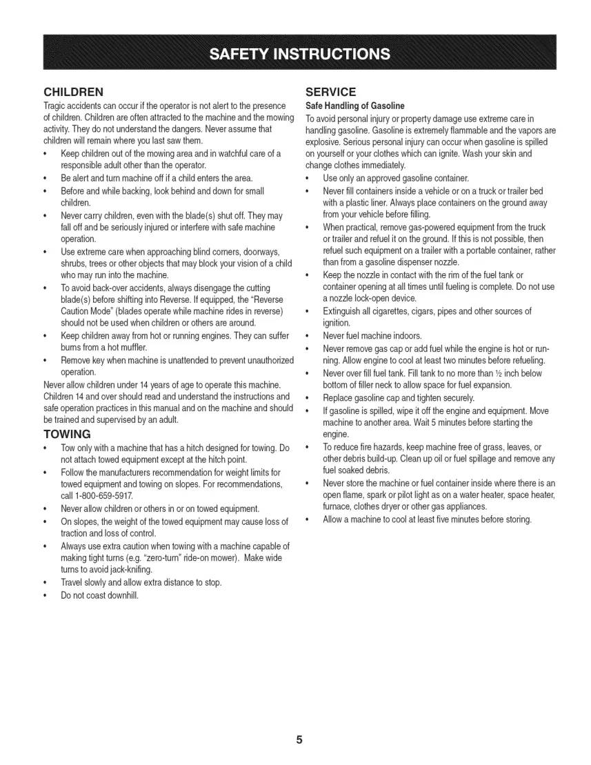 Craftsman Lawn Tractor 19.5 HP 42Deck Electric Start 7 Speed Service & Repair Manual preview page 5