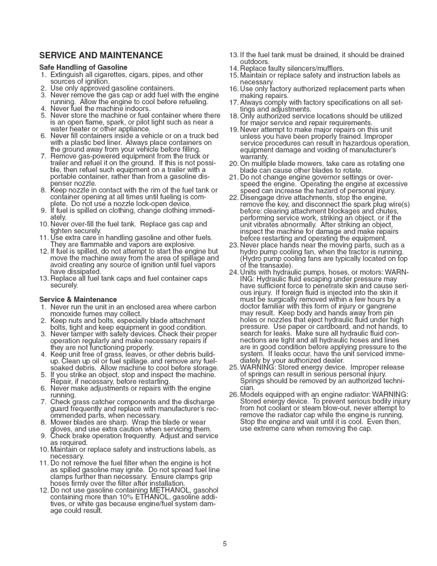 Craftsman ZTS 7500 Zero-Turn Rear Engine Riders....... Zero-Turn Mower Service & Repair Manual preview page 5