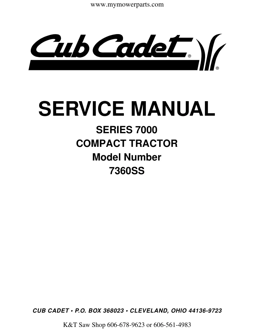 Cub Cadet 7360SS Tractor Service & Repair Manual preview page 1